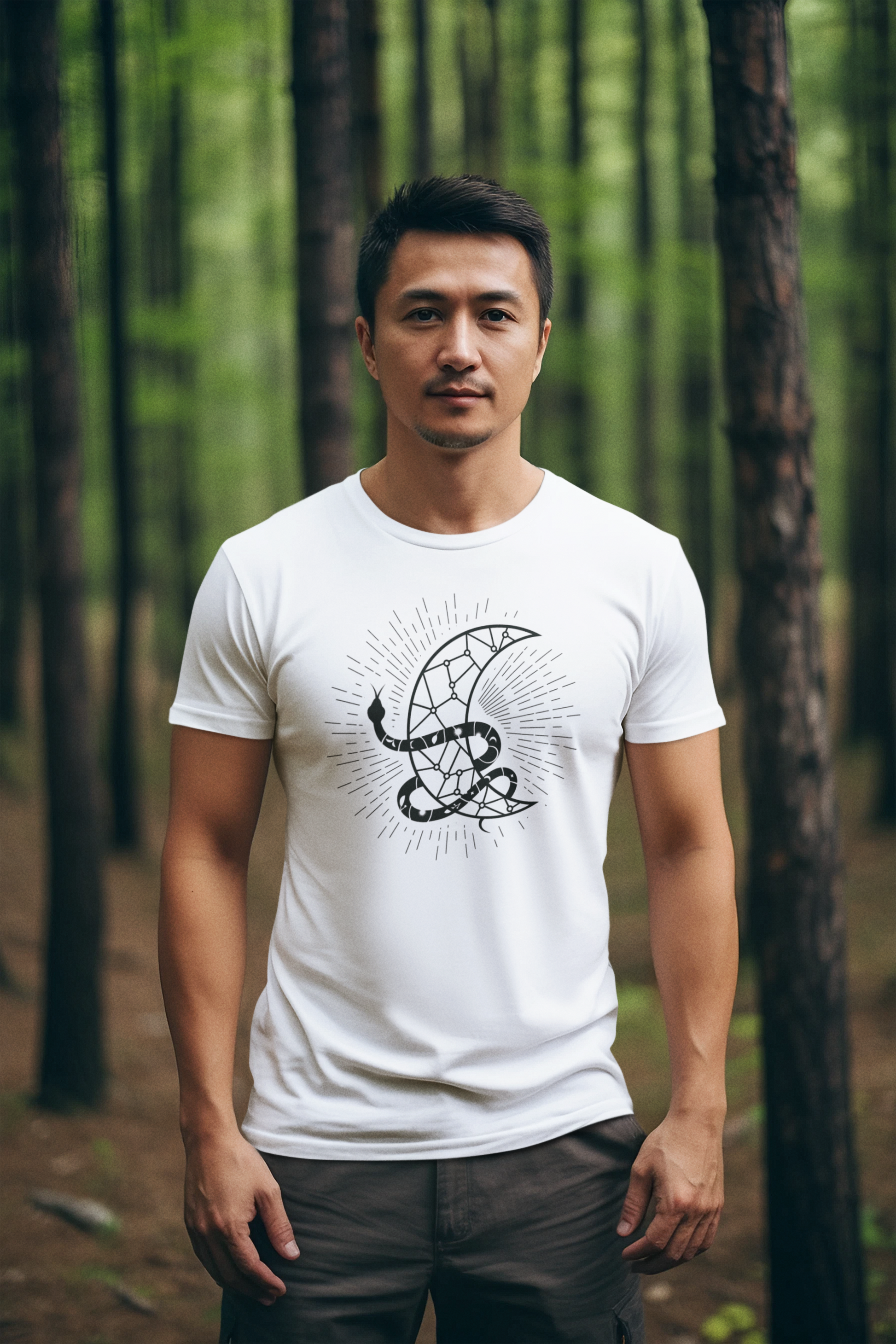 Sanke Around Moon Cotton T-Shirt