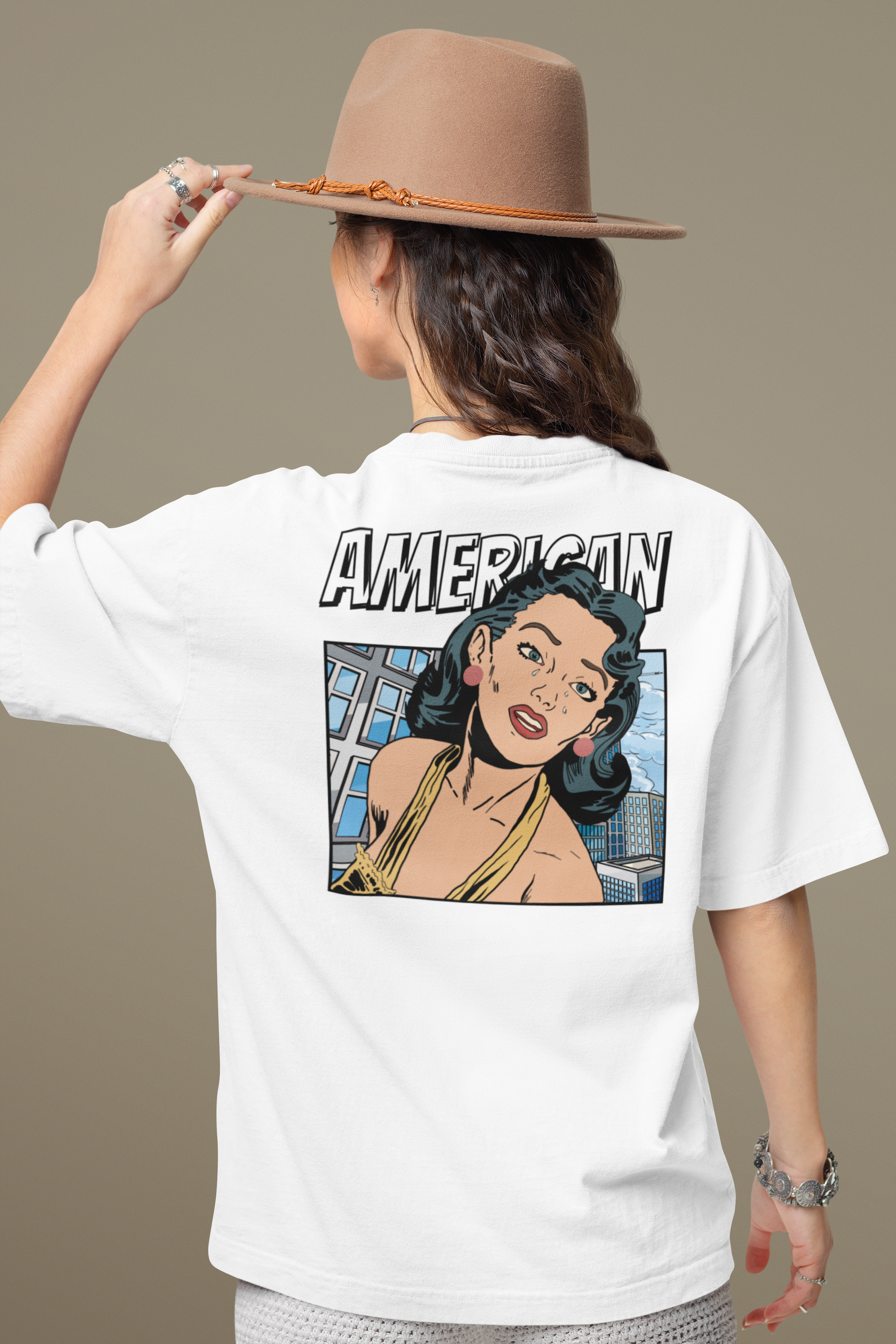 American Back Side Prinred Oversized T-Shirt