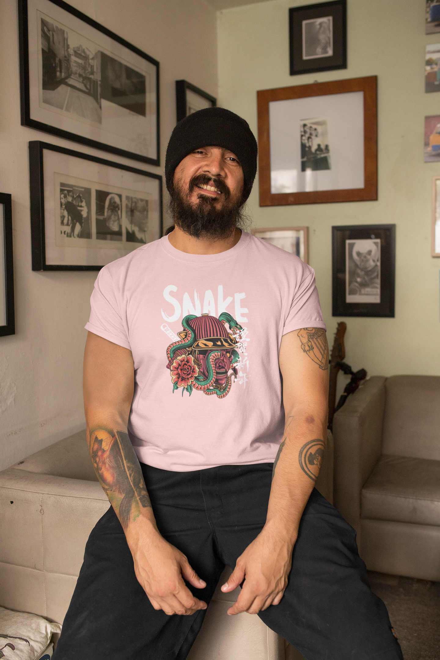 Snake Samurai Printed T-Shirt