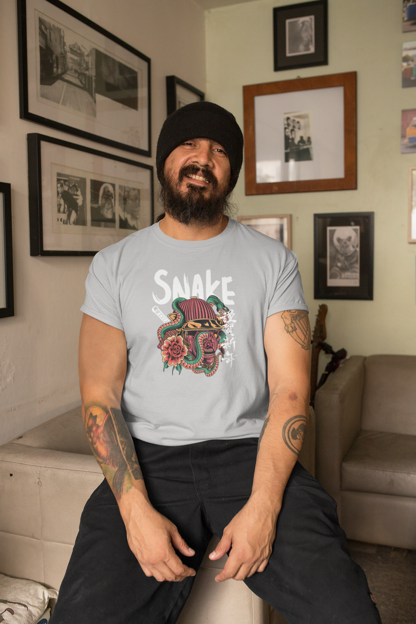 Snake Samurai Printed T-Shirt