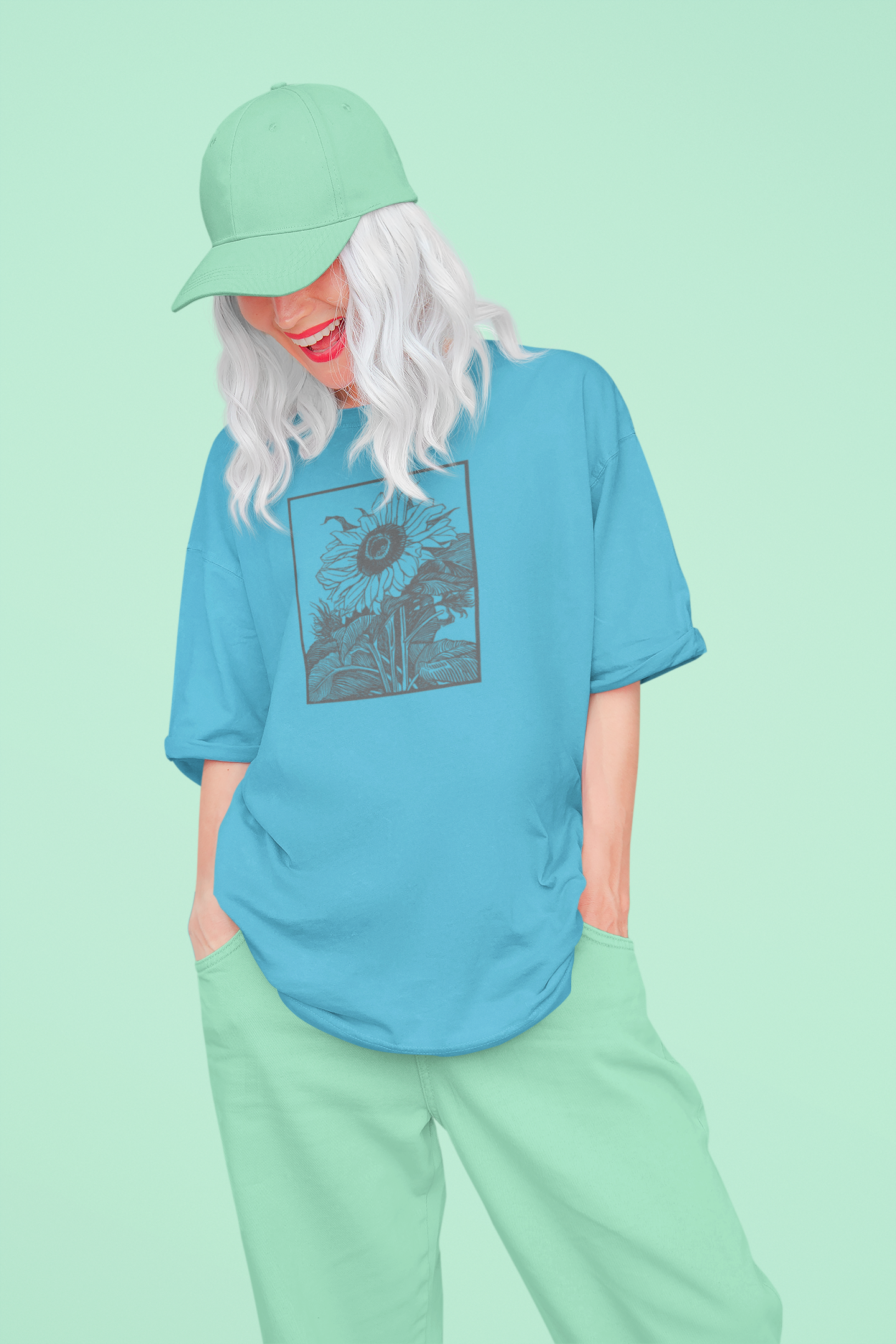 B&W Sunflower 100% Cotton T-Shirt