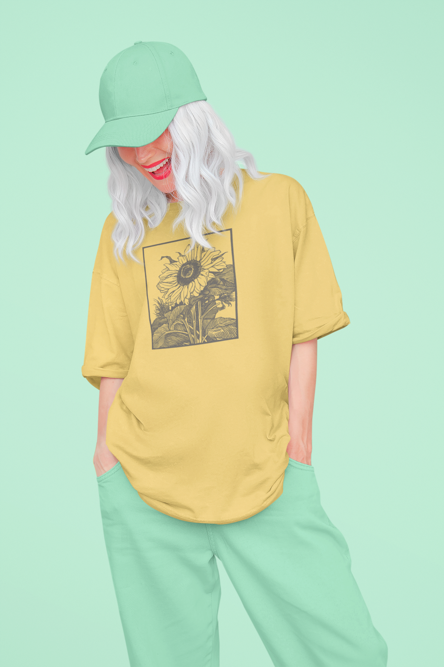 B&W Sunflower 100% Cotton T-Shirt