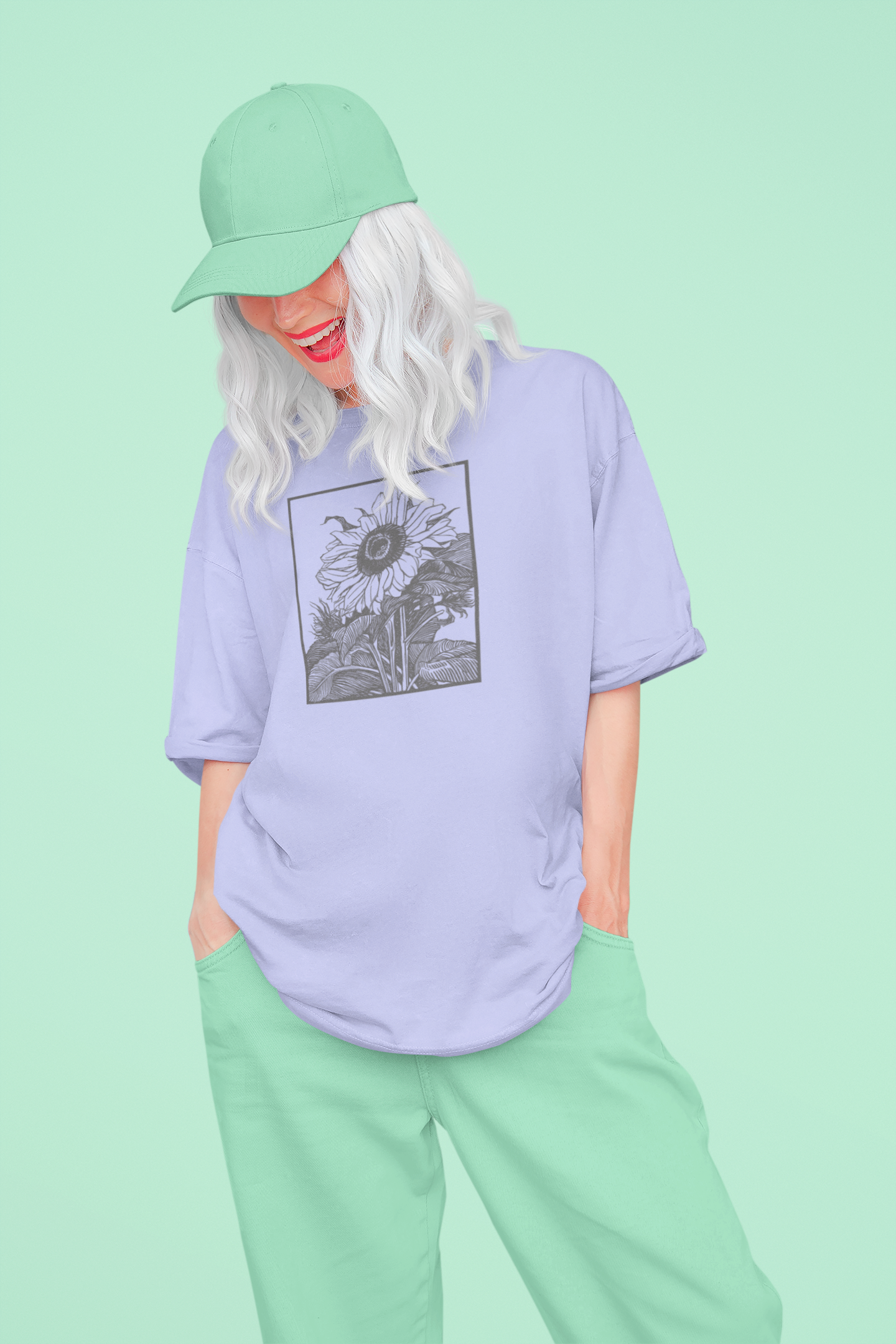 B&W Sunflower 100% Cotton T-Shirt