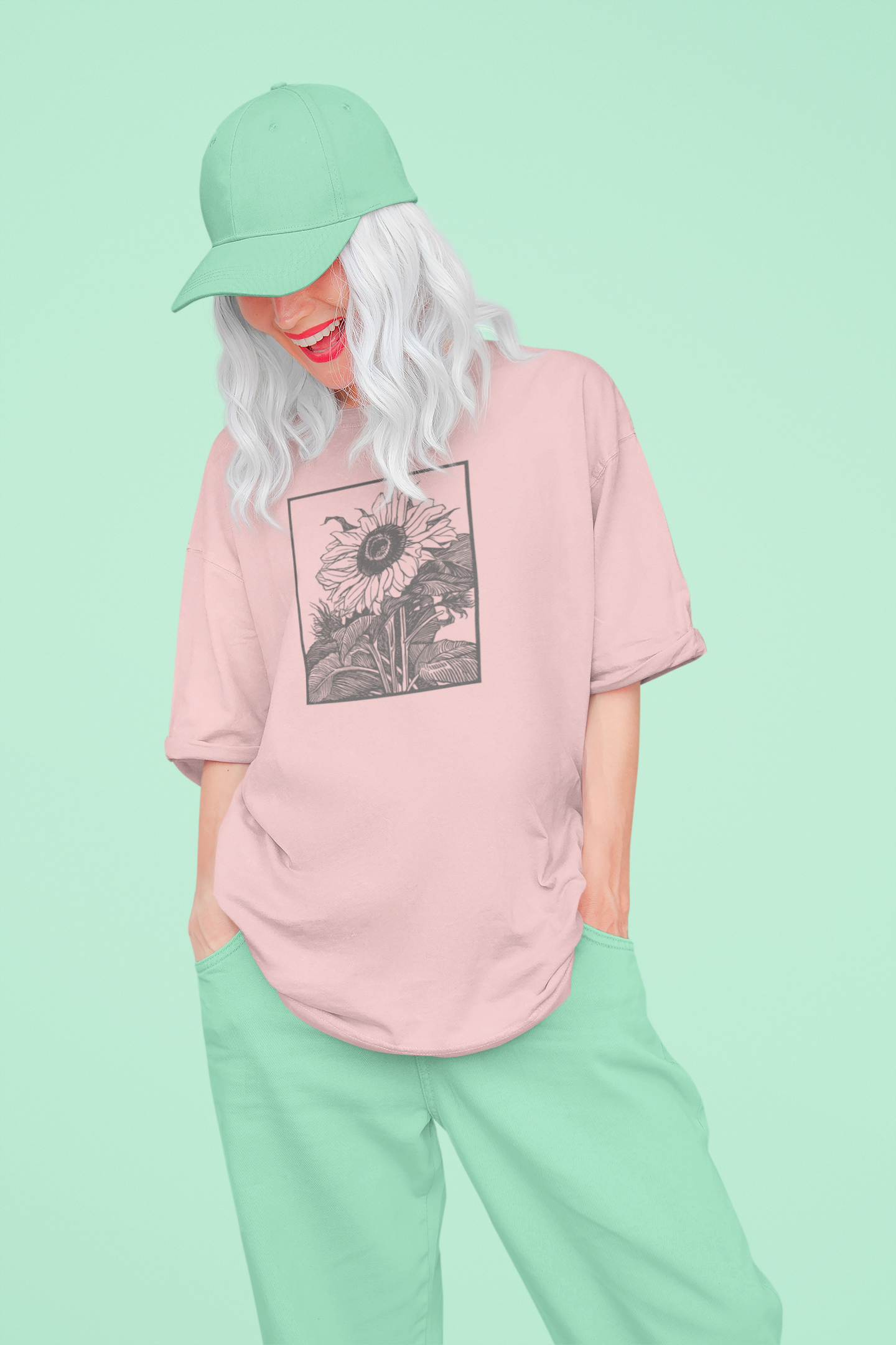 B&W Sunflower 100% Cotton T-Shirt