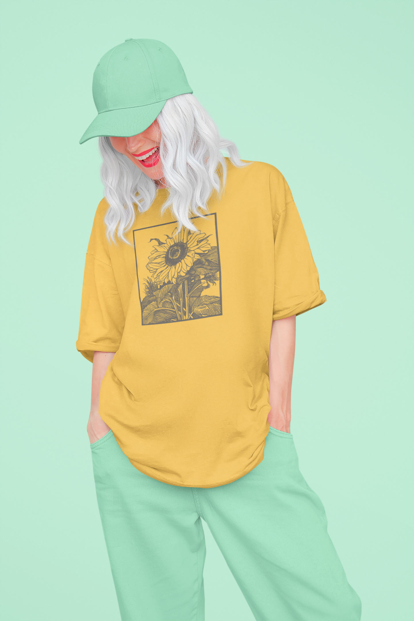 B&W Sunflower 100% Cotton T-Shirt