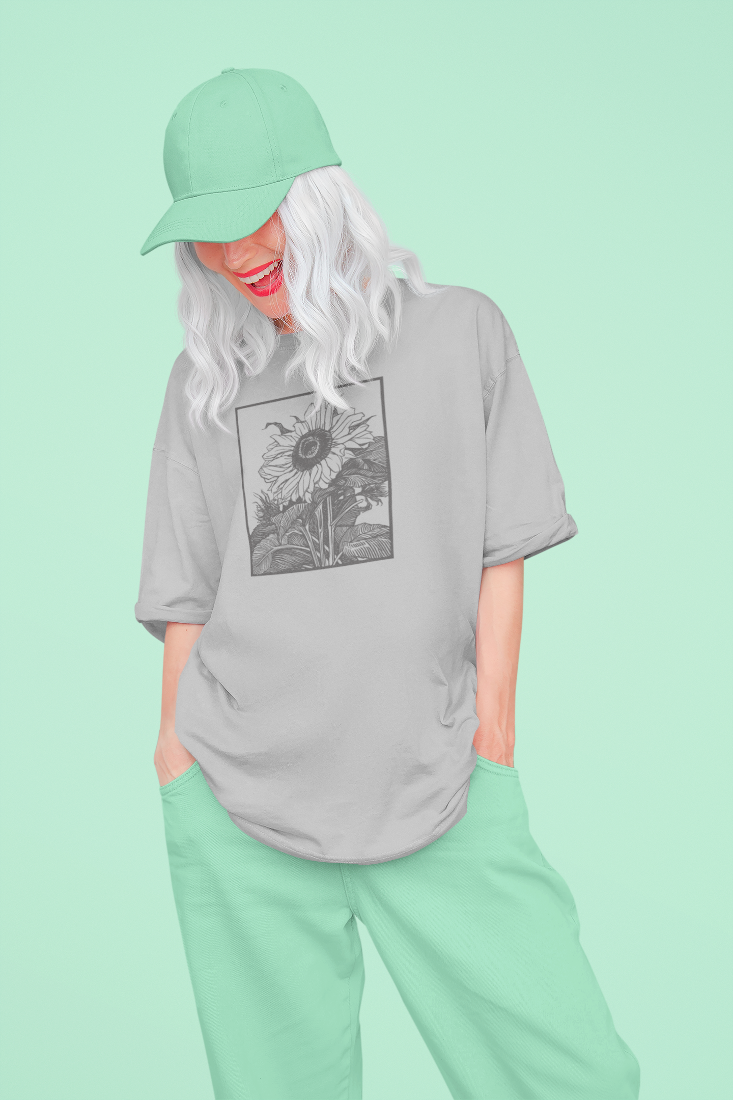 B&W Sunflower 100% Cotton T-Shirt