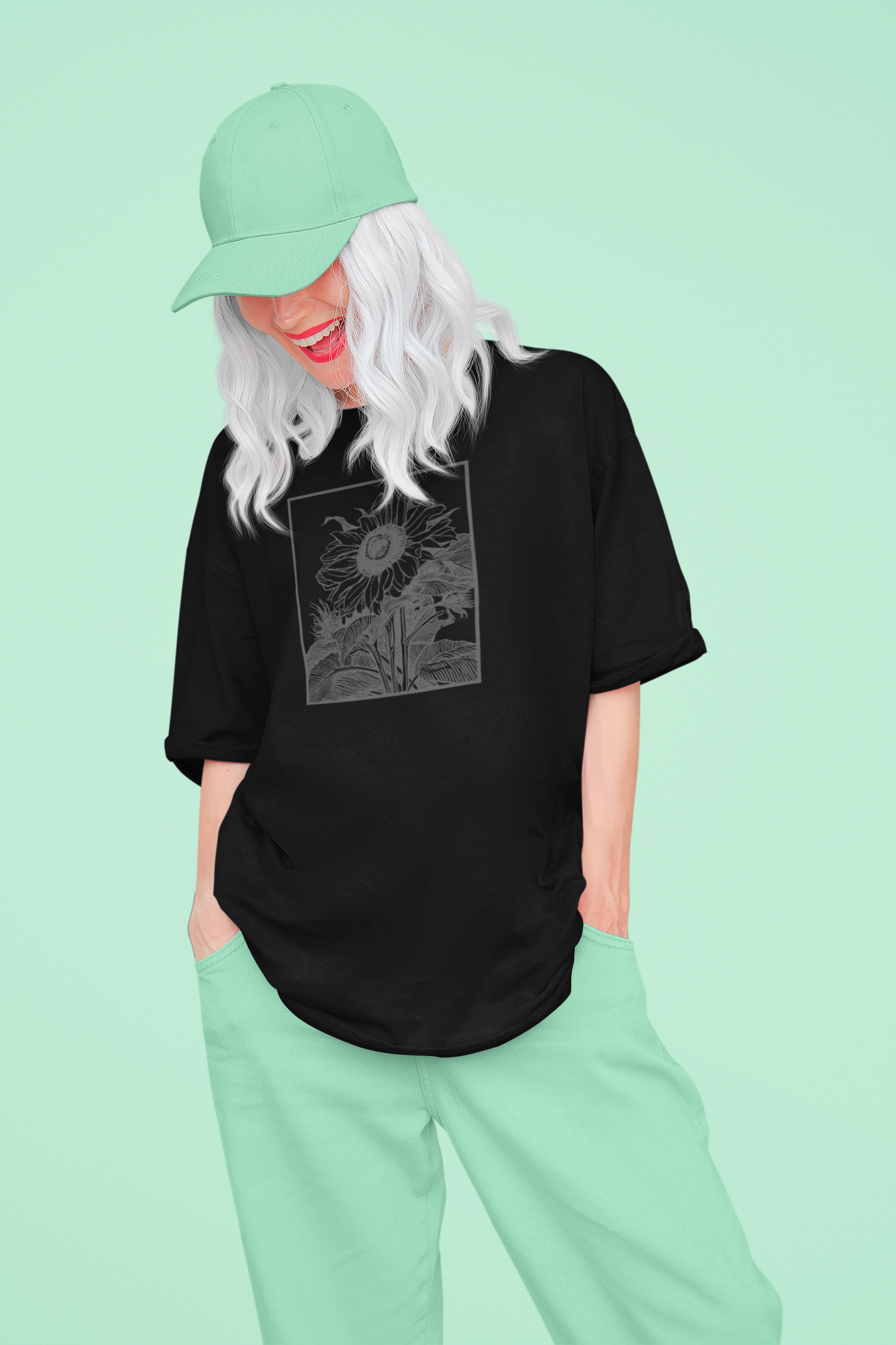 B&W Sunflower 100% Cotton T-Shirt