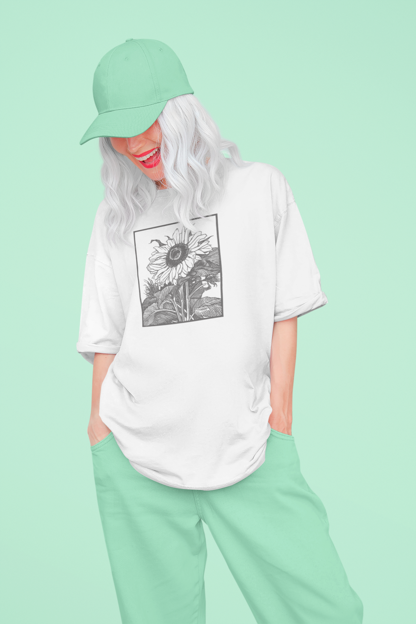 B&W Sunflower 100% Cotton T-Shirt