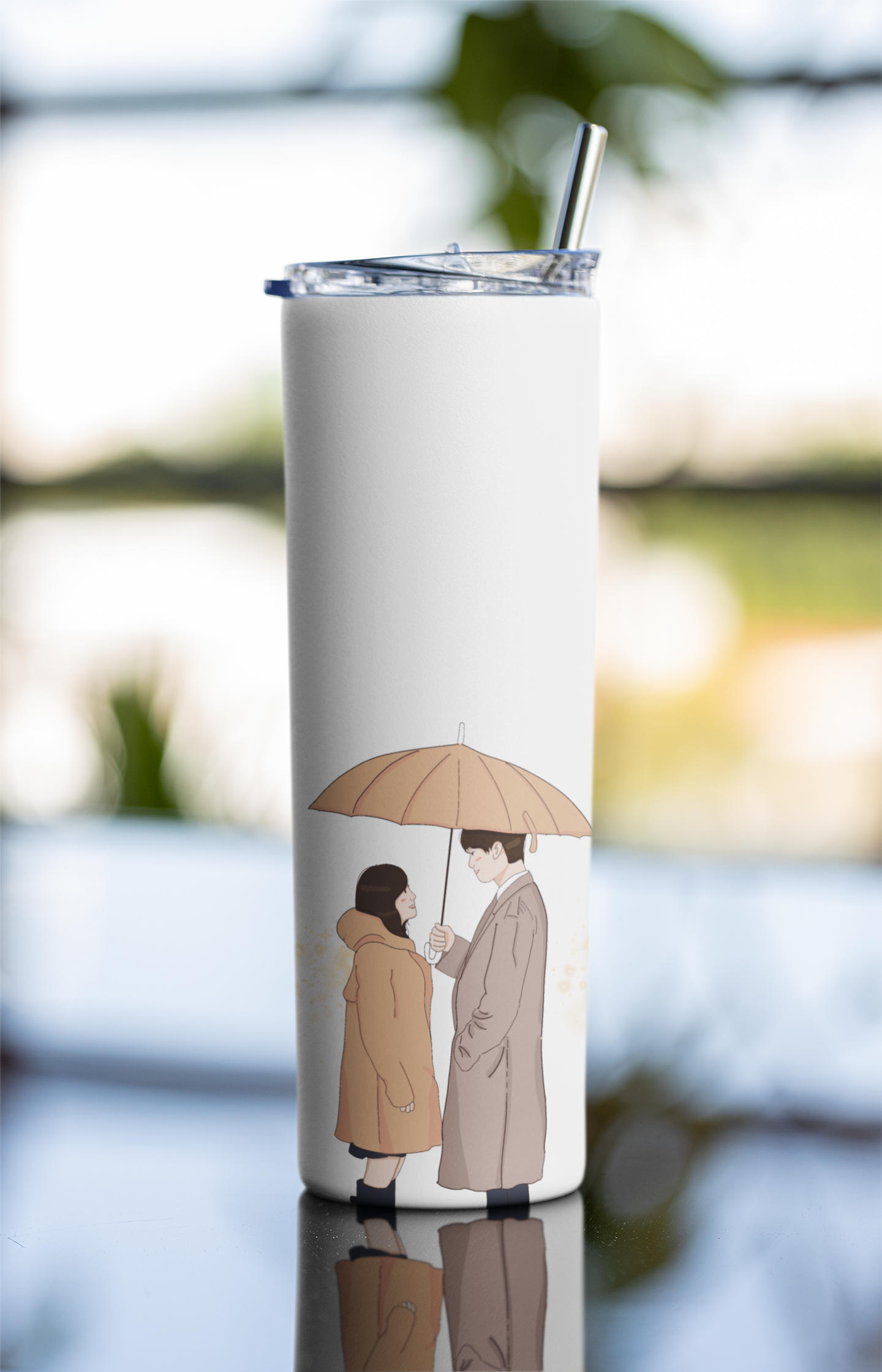 Couple Under Unbrella Tumbler Bottle