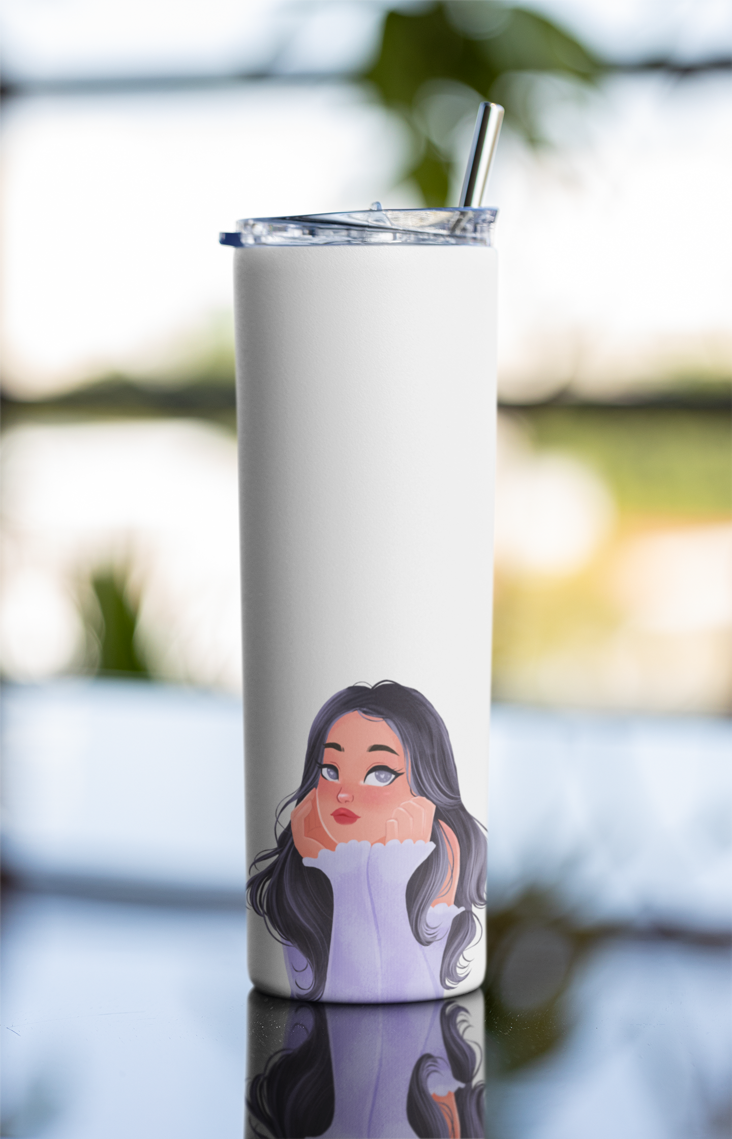 Cute Girl Printed Tumbler Bottle