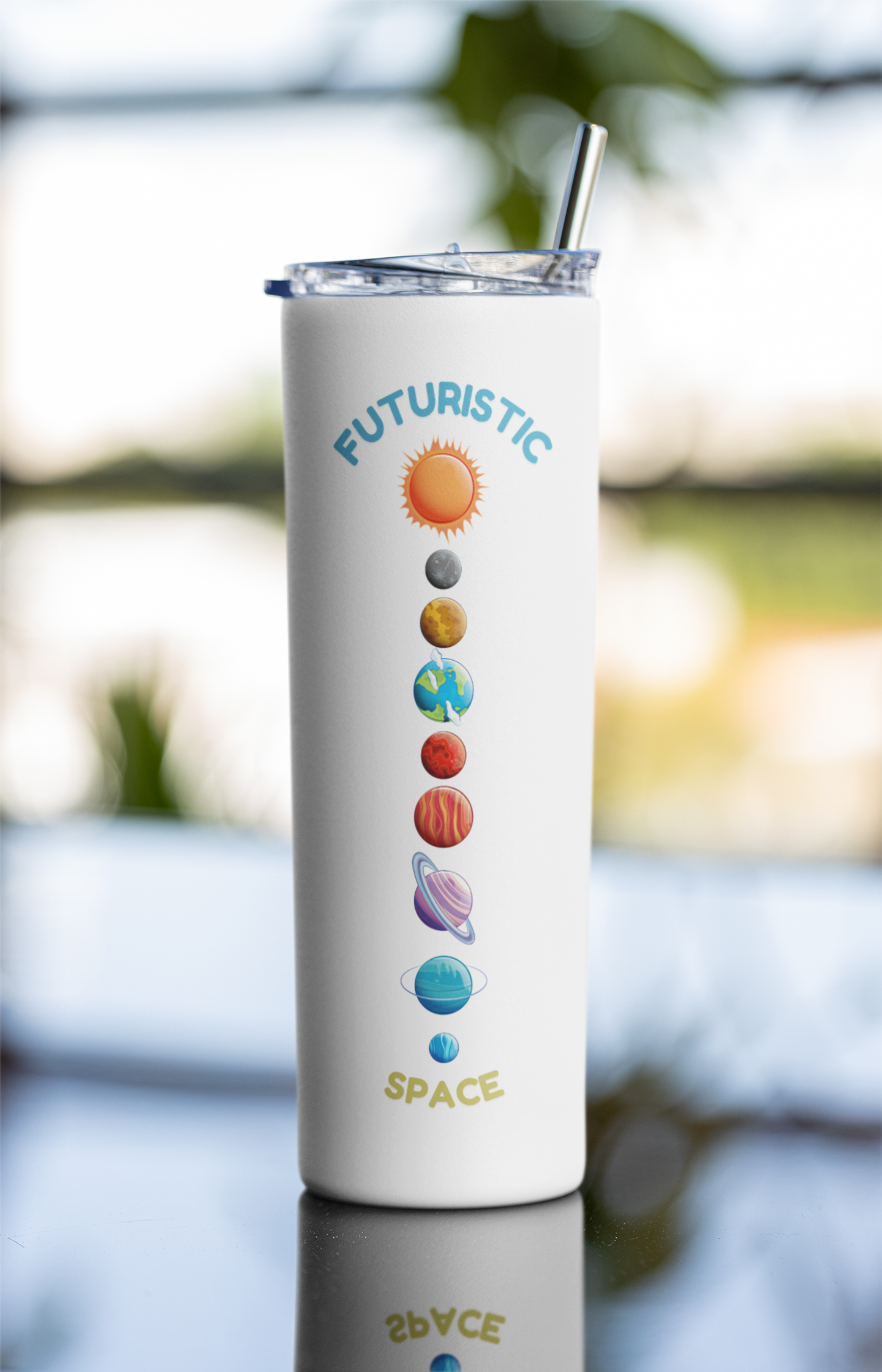 Futuristic Space Printed Tumbler Bottle