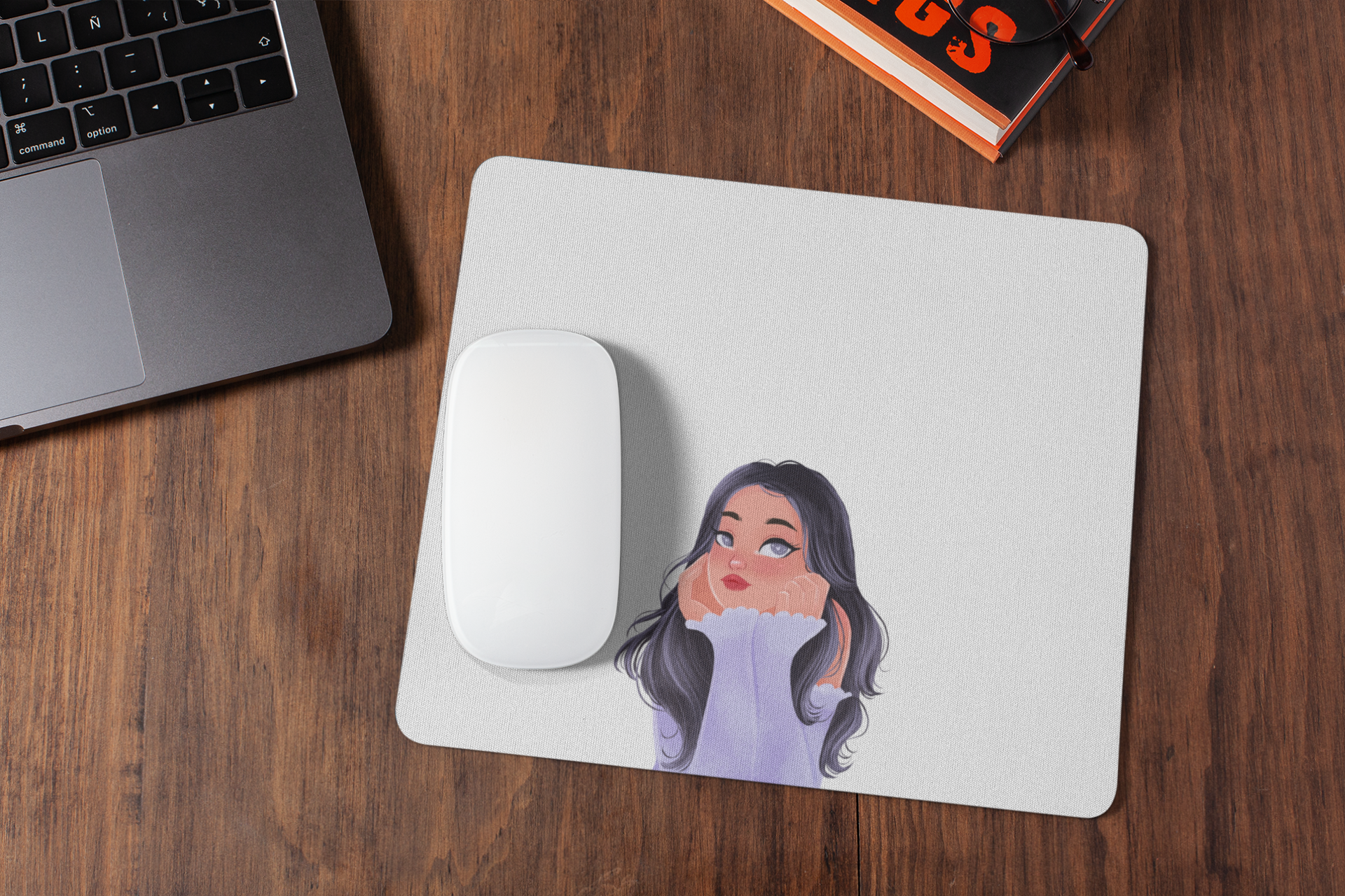 Cute Girl Printed Mouse Pad