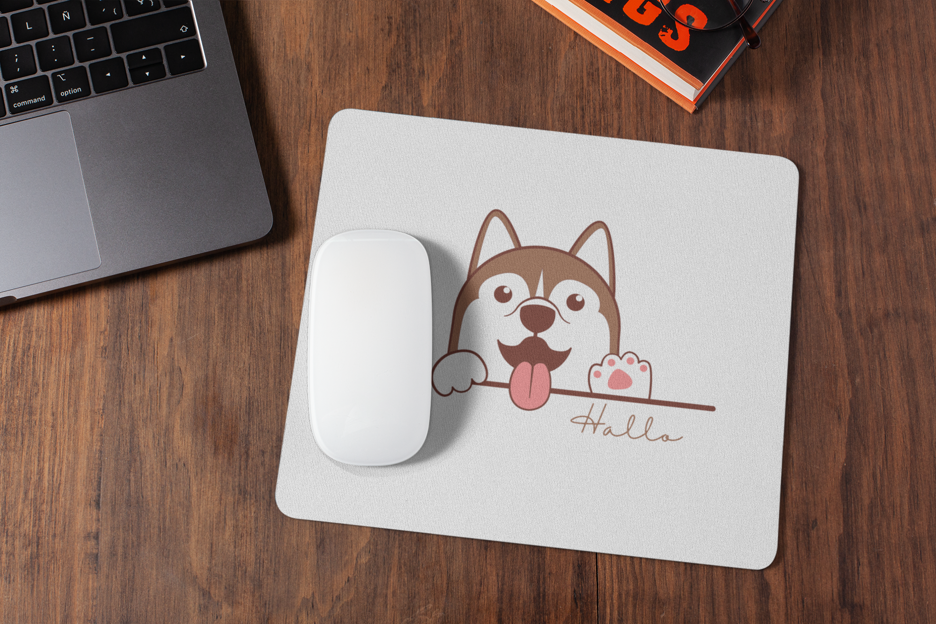 Dog Say Hello Printed Mouse Pad