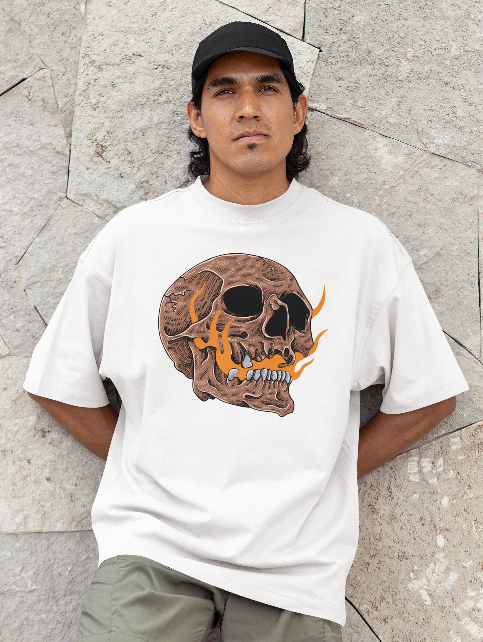 Skull & Fire Oversized T-Shirt