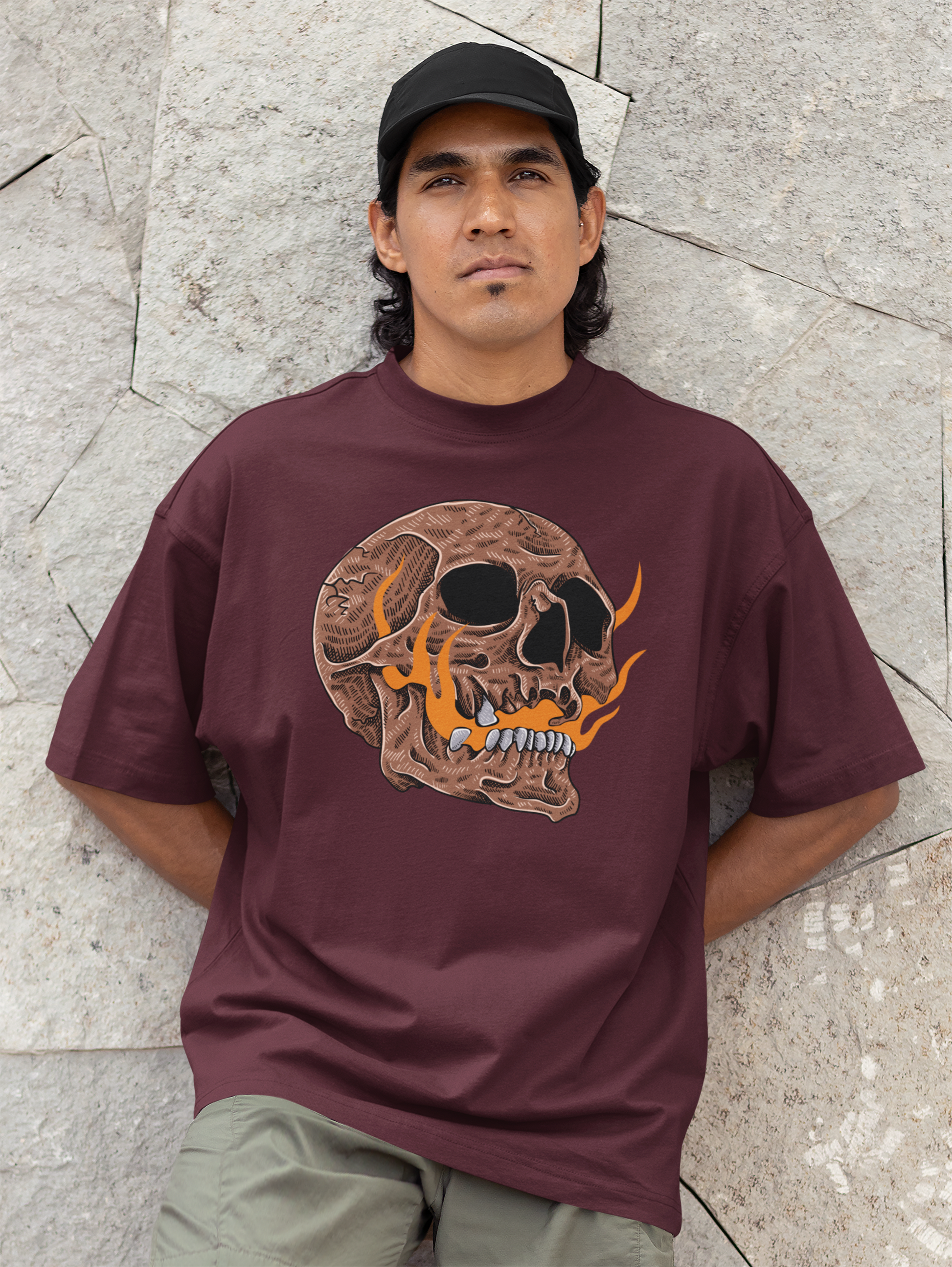 Skull & Fire Oversized T-Shirt