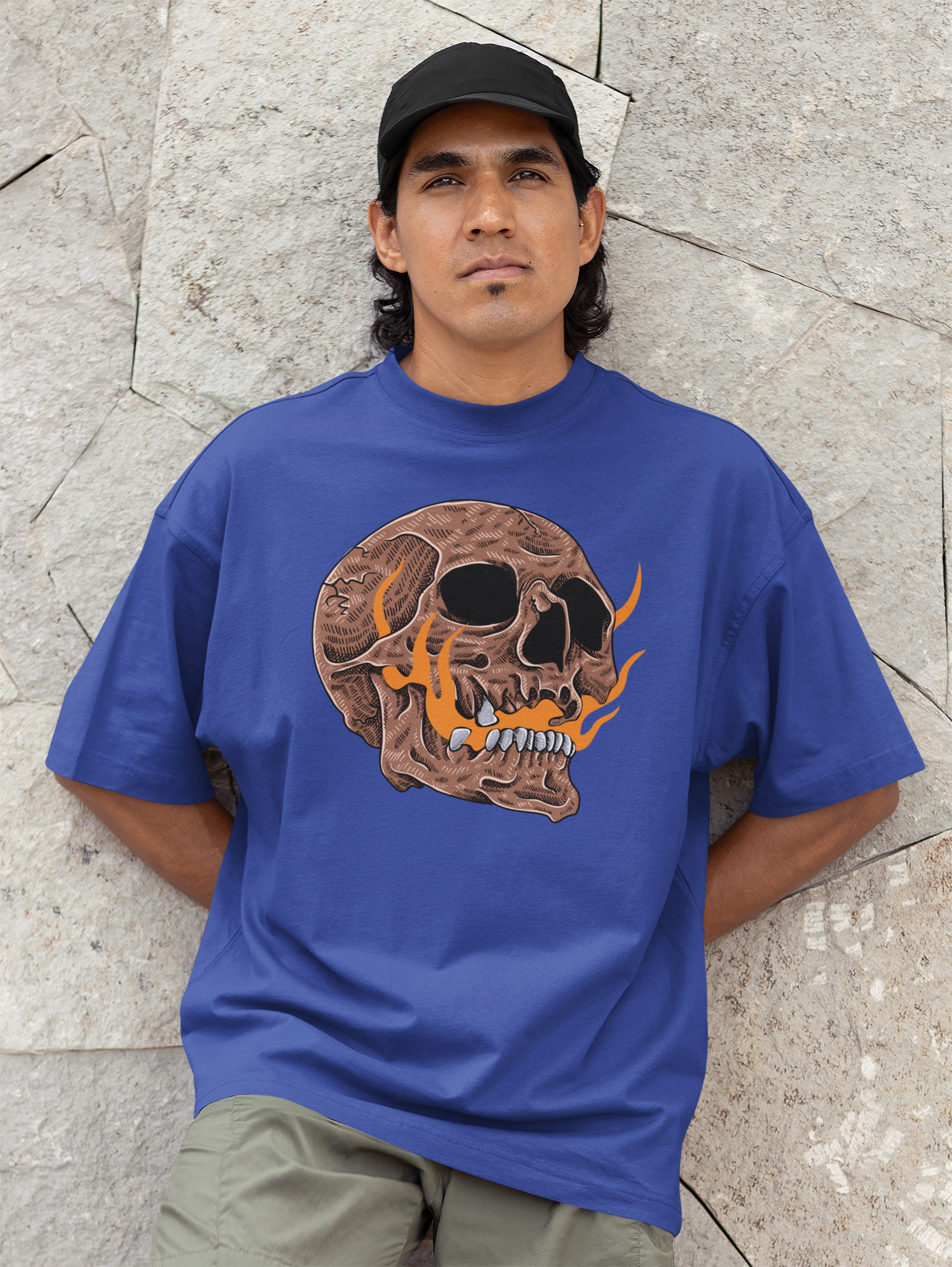 Skull & Fire Oversized T-Shirt