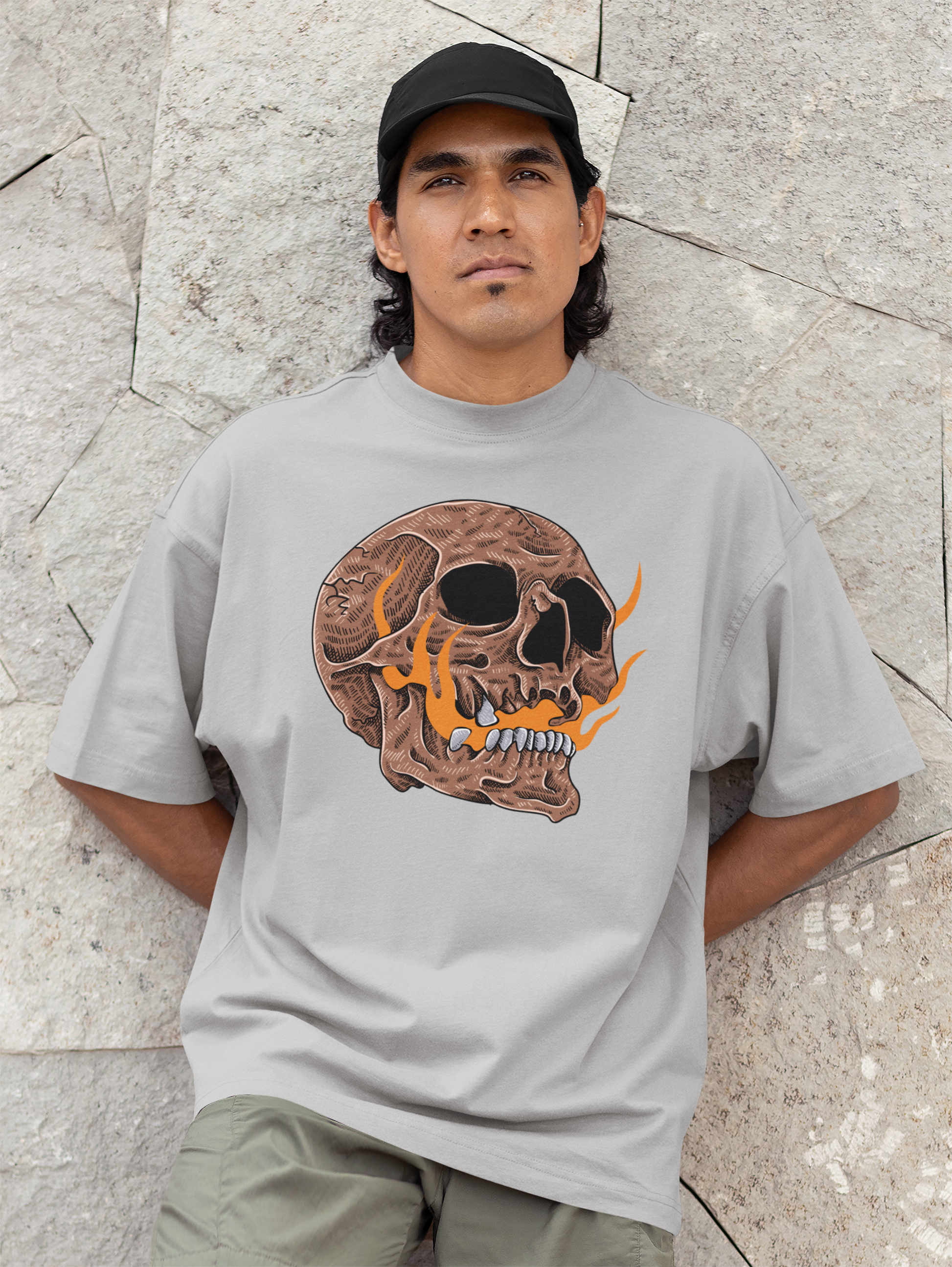 Skull & Fire Oversized T-Shirt