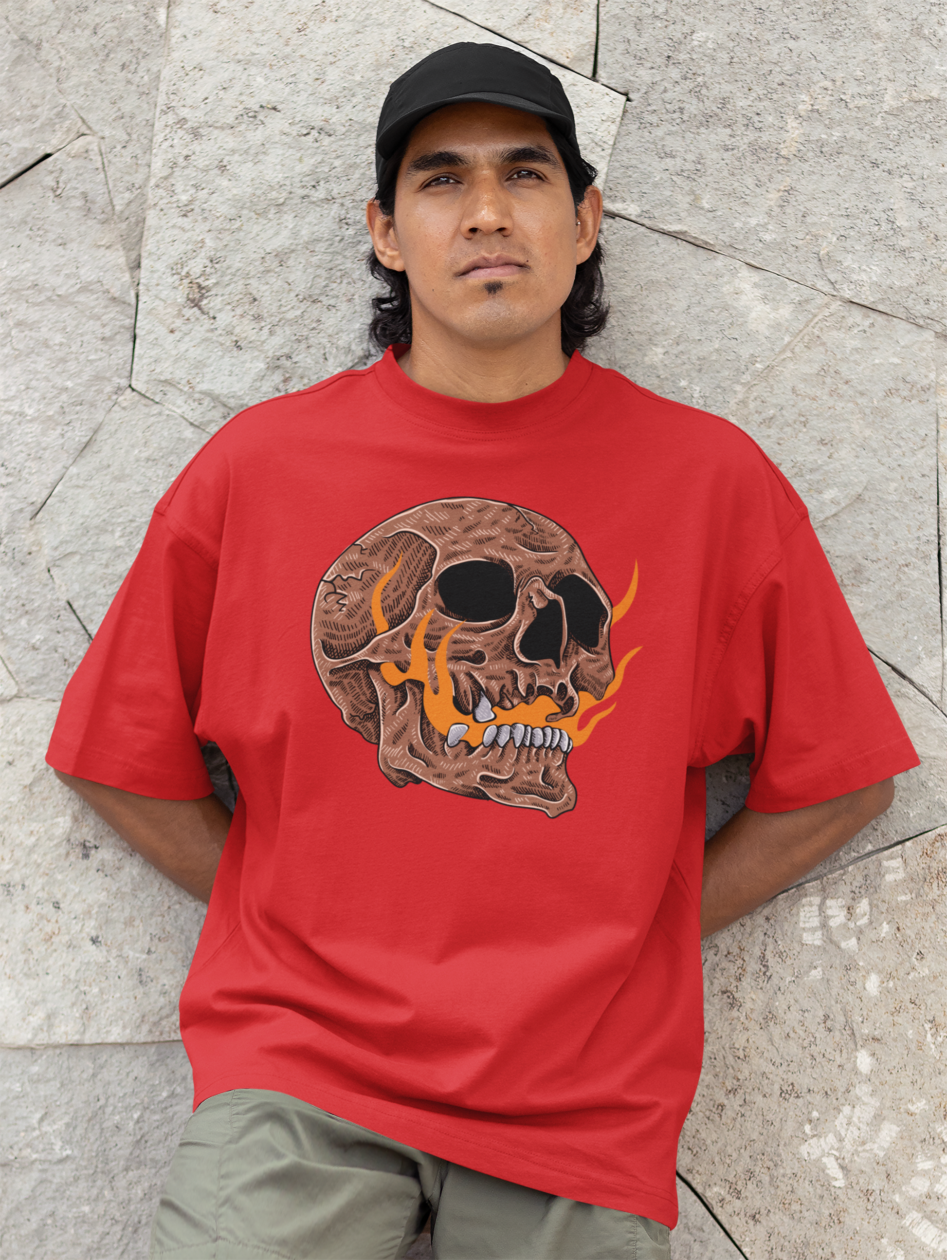 Skull & Fire Oversized T-Shirt