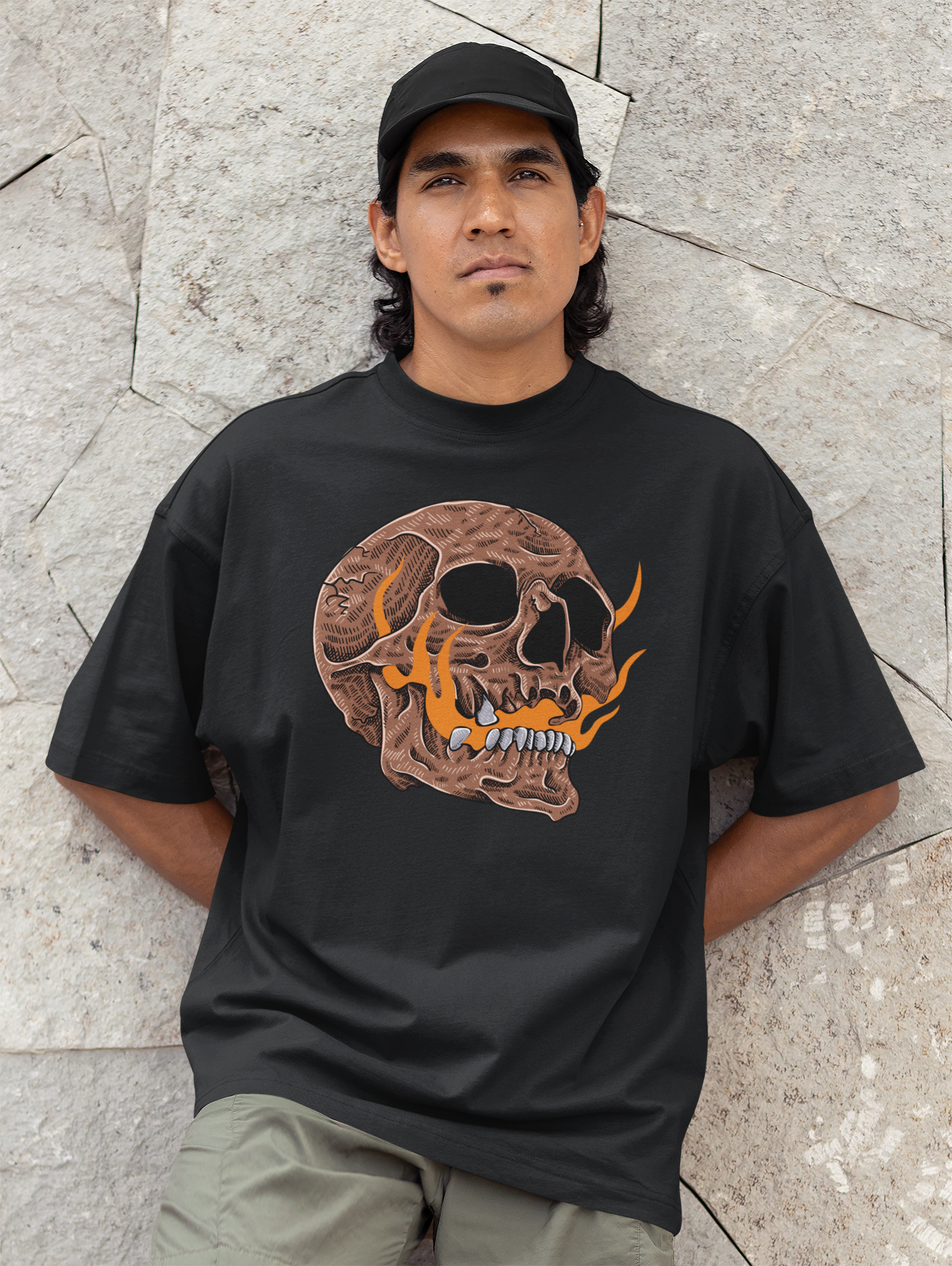 Skull & Fire Oversized T-Shirt