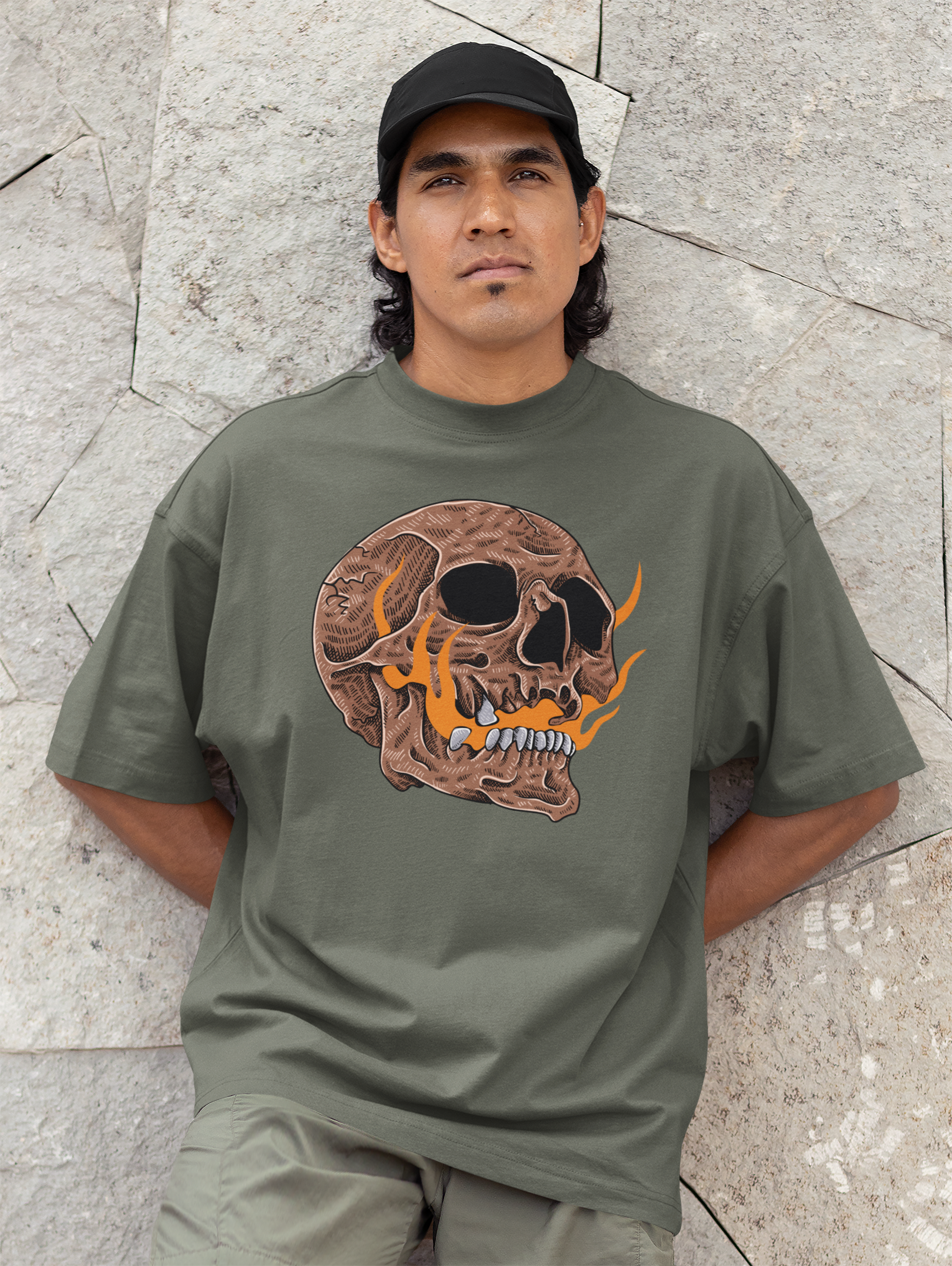 Skull & Fire Oversized T-Shirt