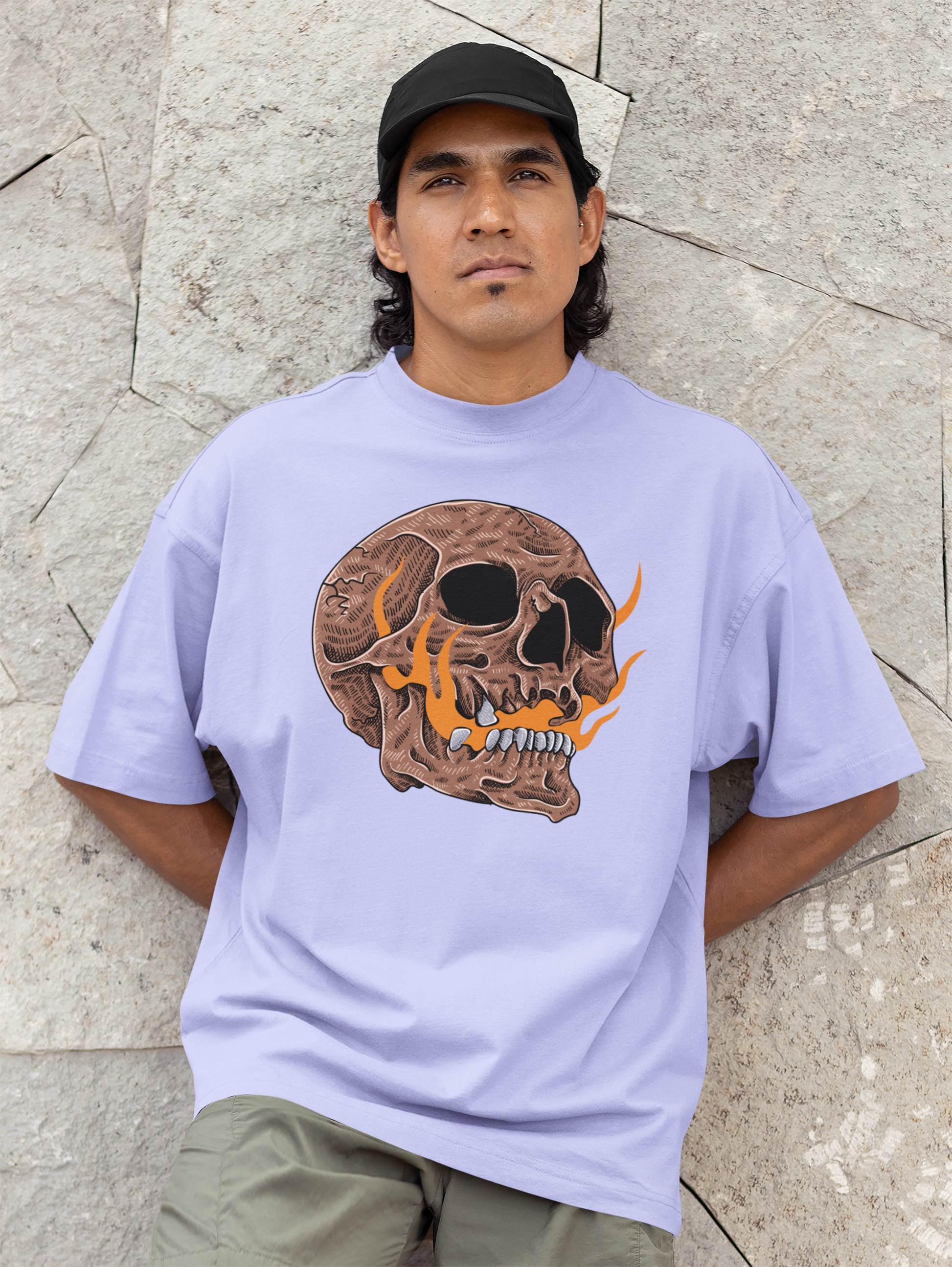 Skull & Fire Oversized T-Shirt