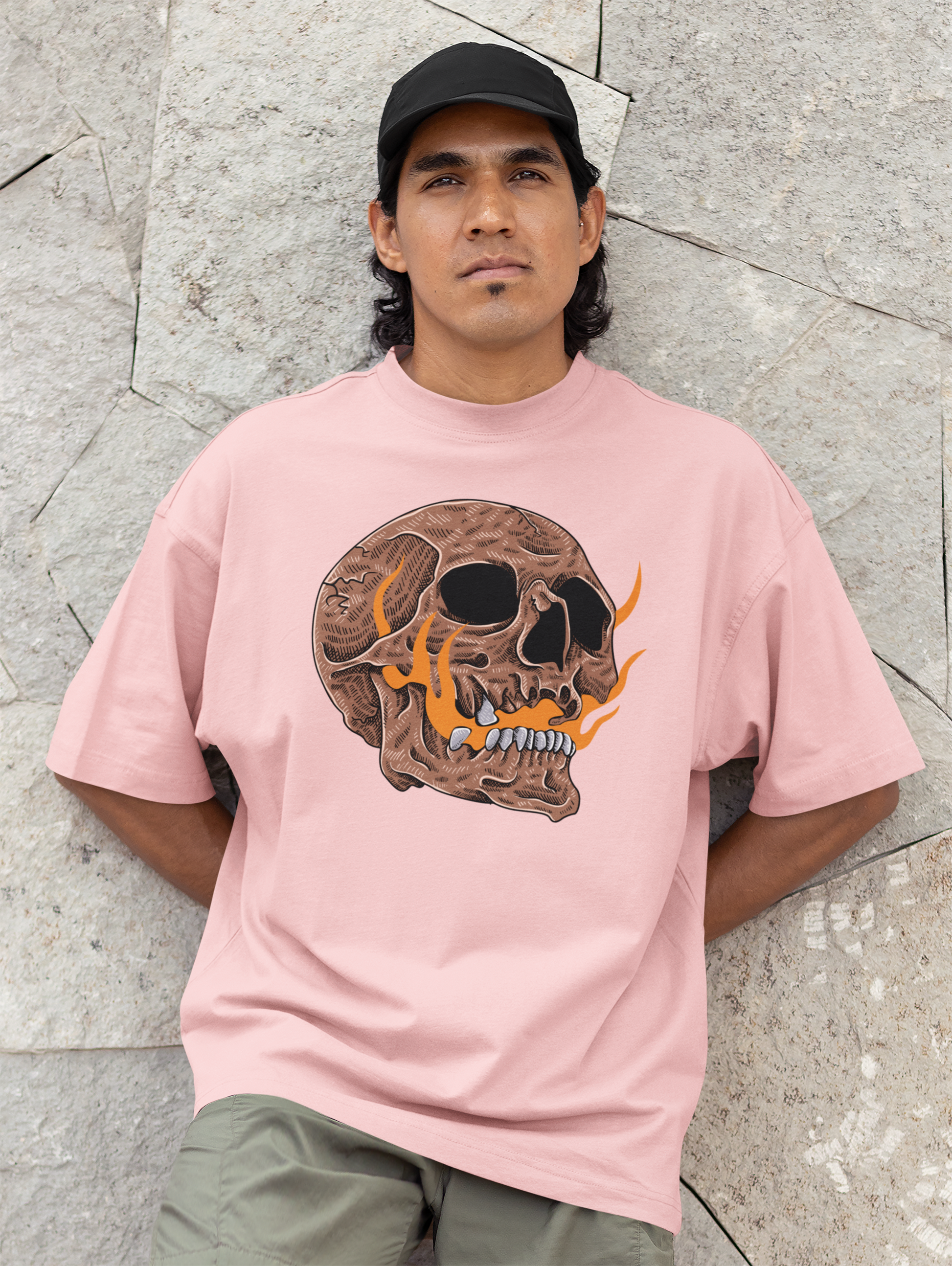 Skull & Fire Oversized T-Shirt