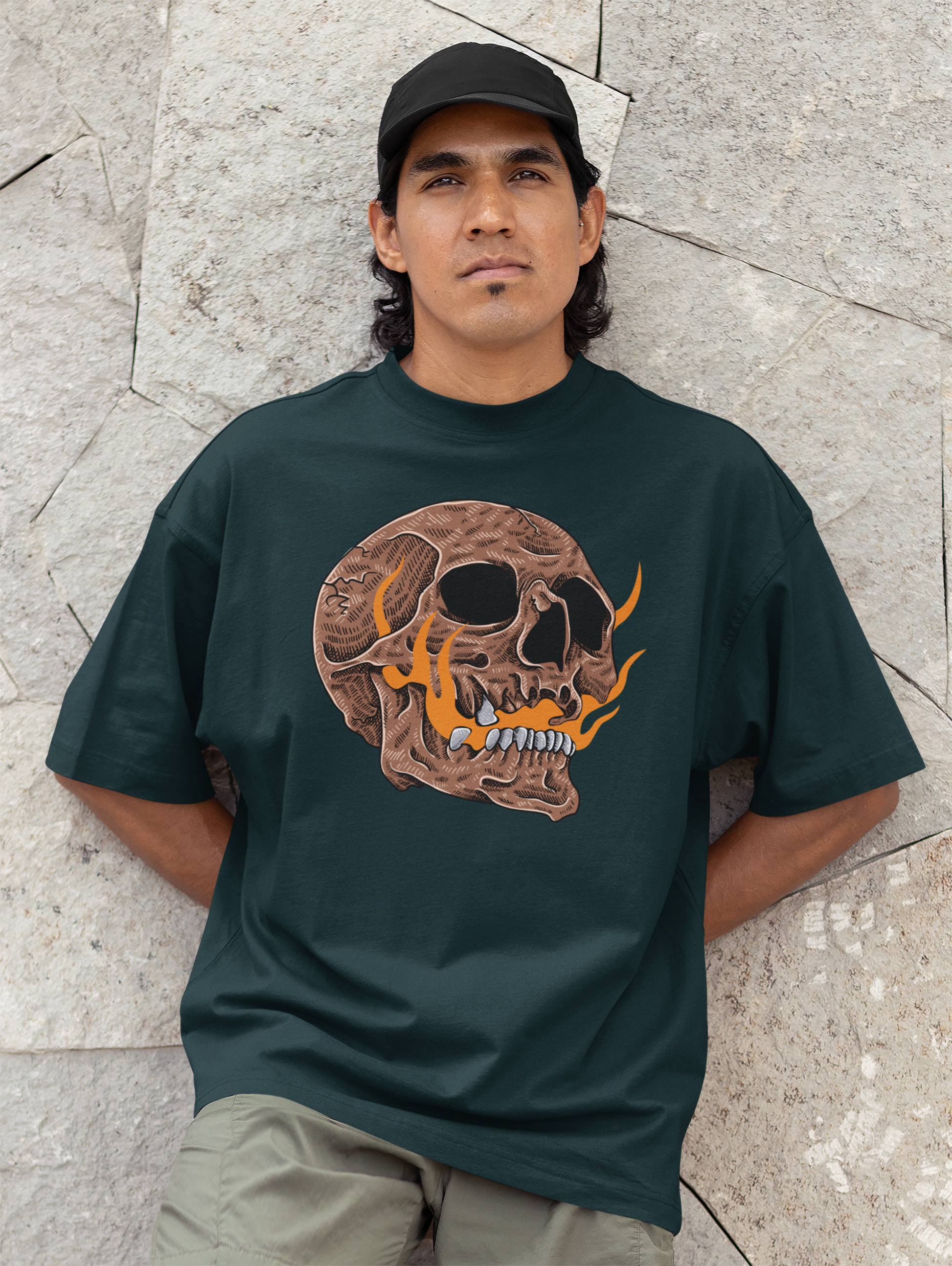 Skull & Fire Oversized T-Shirt