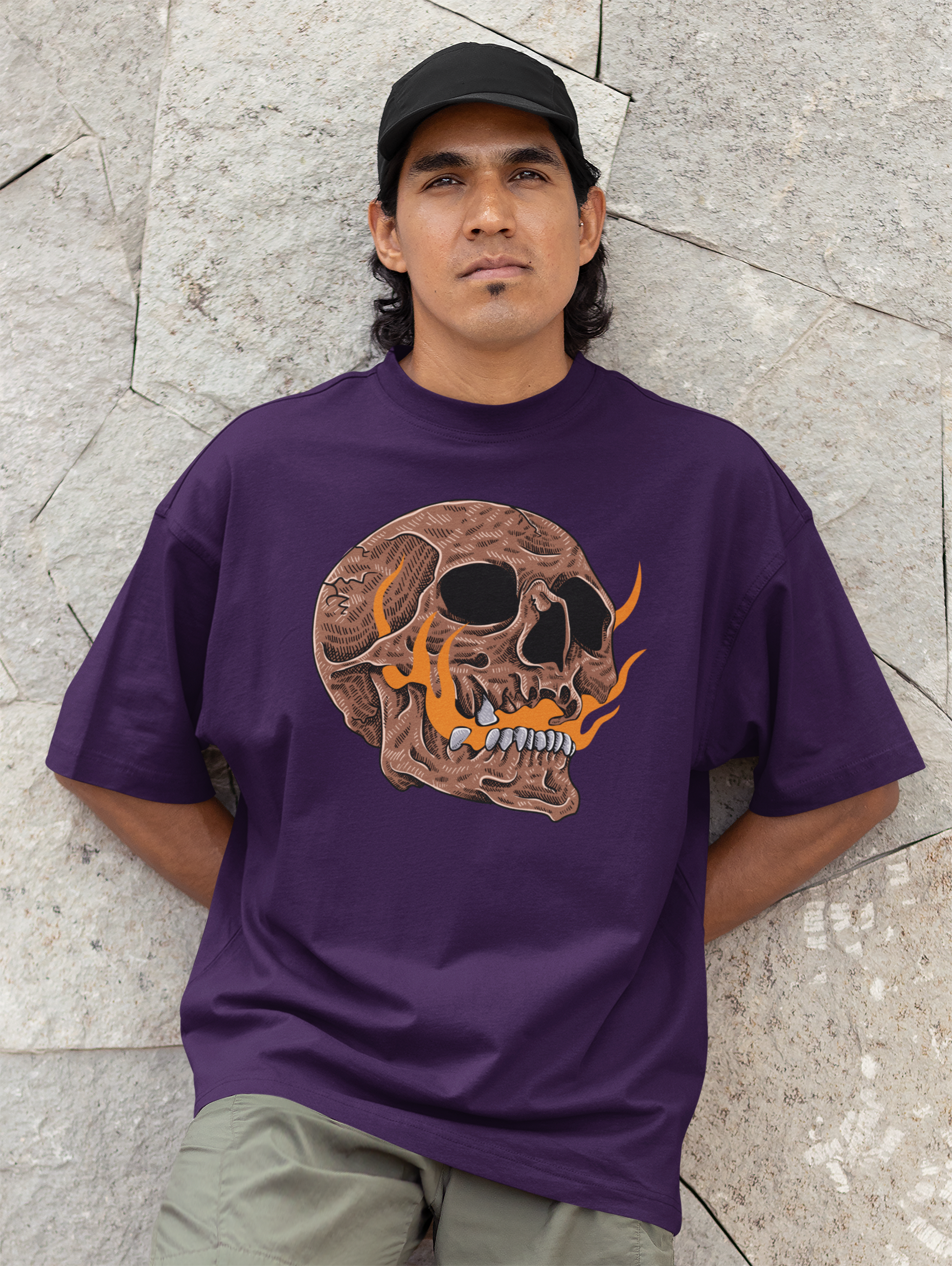 Skull & Fire Oversized T-Shirt