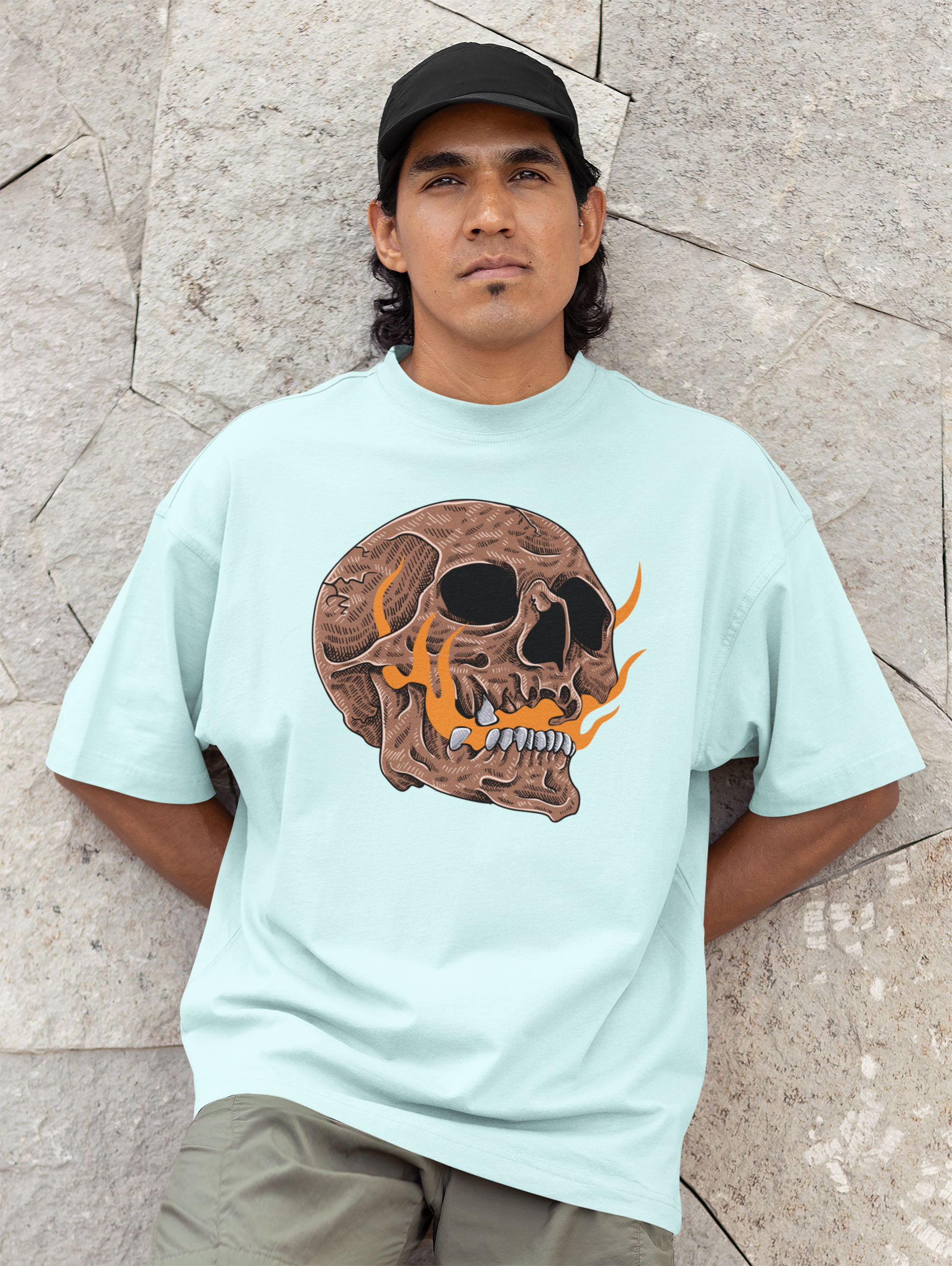 Skull & Fire Oversized T-Shirt