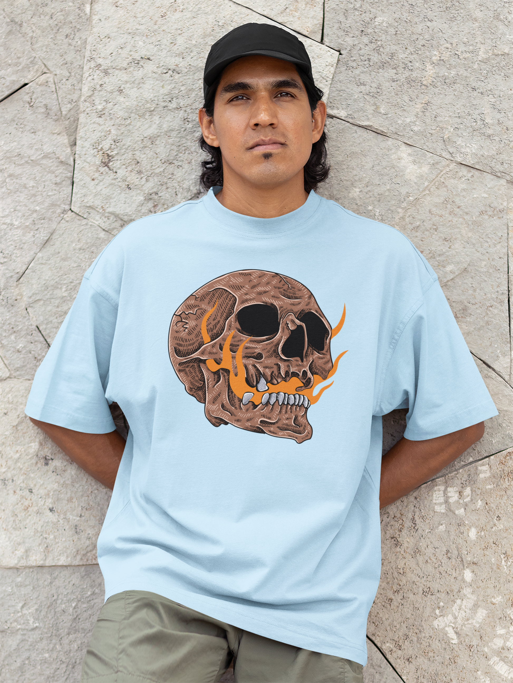 Skull & Fire Oversized T-Shirt