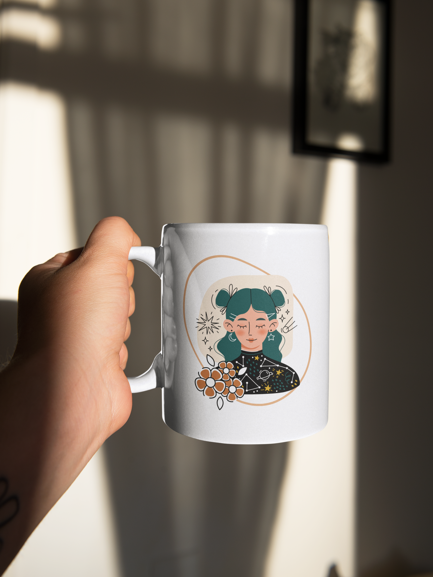 Cute Girl Green Hairs Coffee Mug