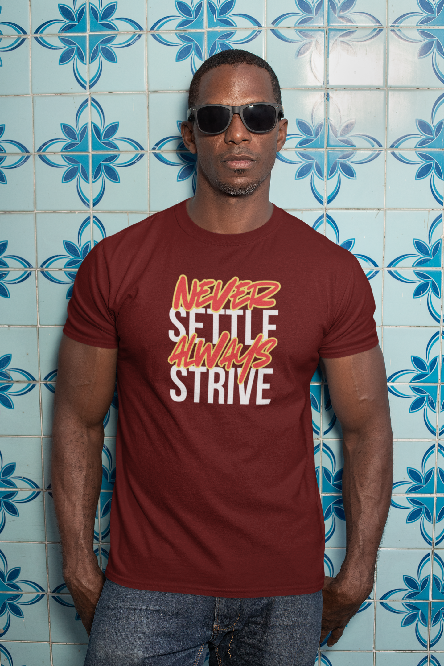 Never Settle Never Strive Cotton T-Shirt