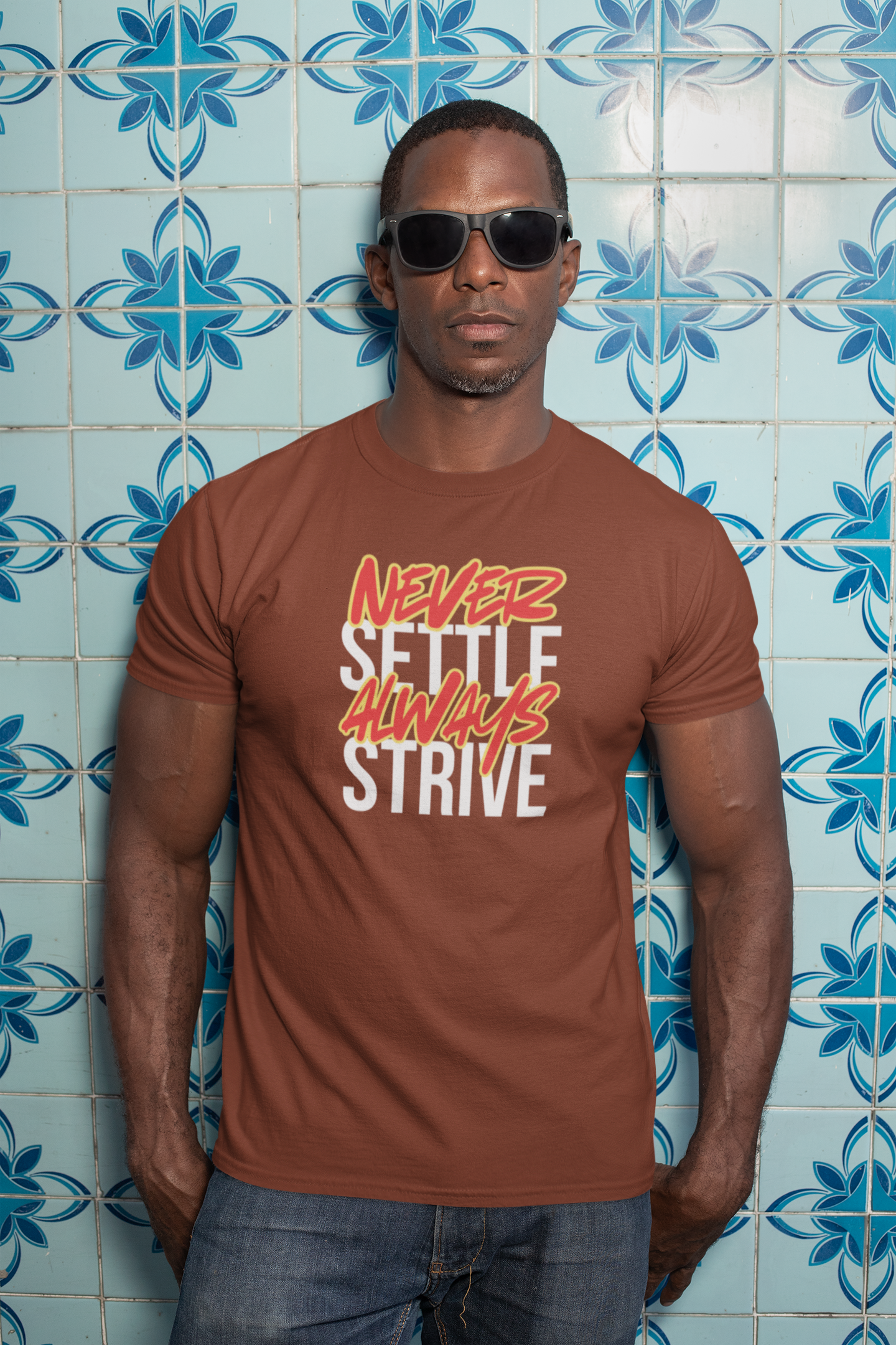 Never Settle Never Strive Cotton T-Shirt
