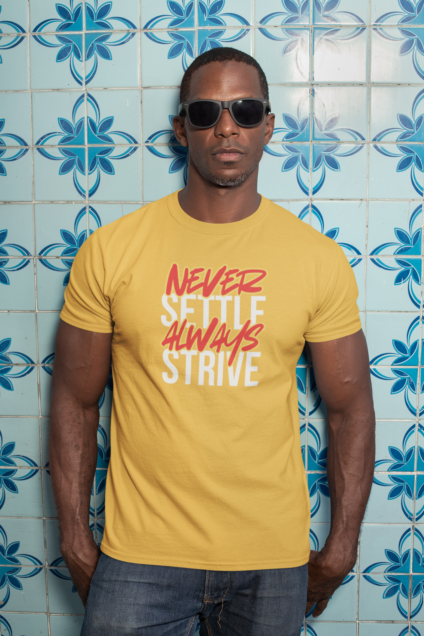 Never Settle Never Strive Cotton T-Shirt