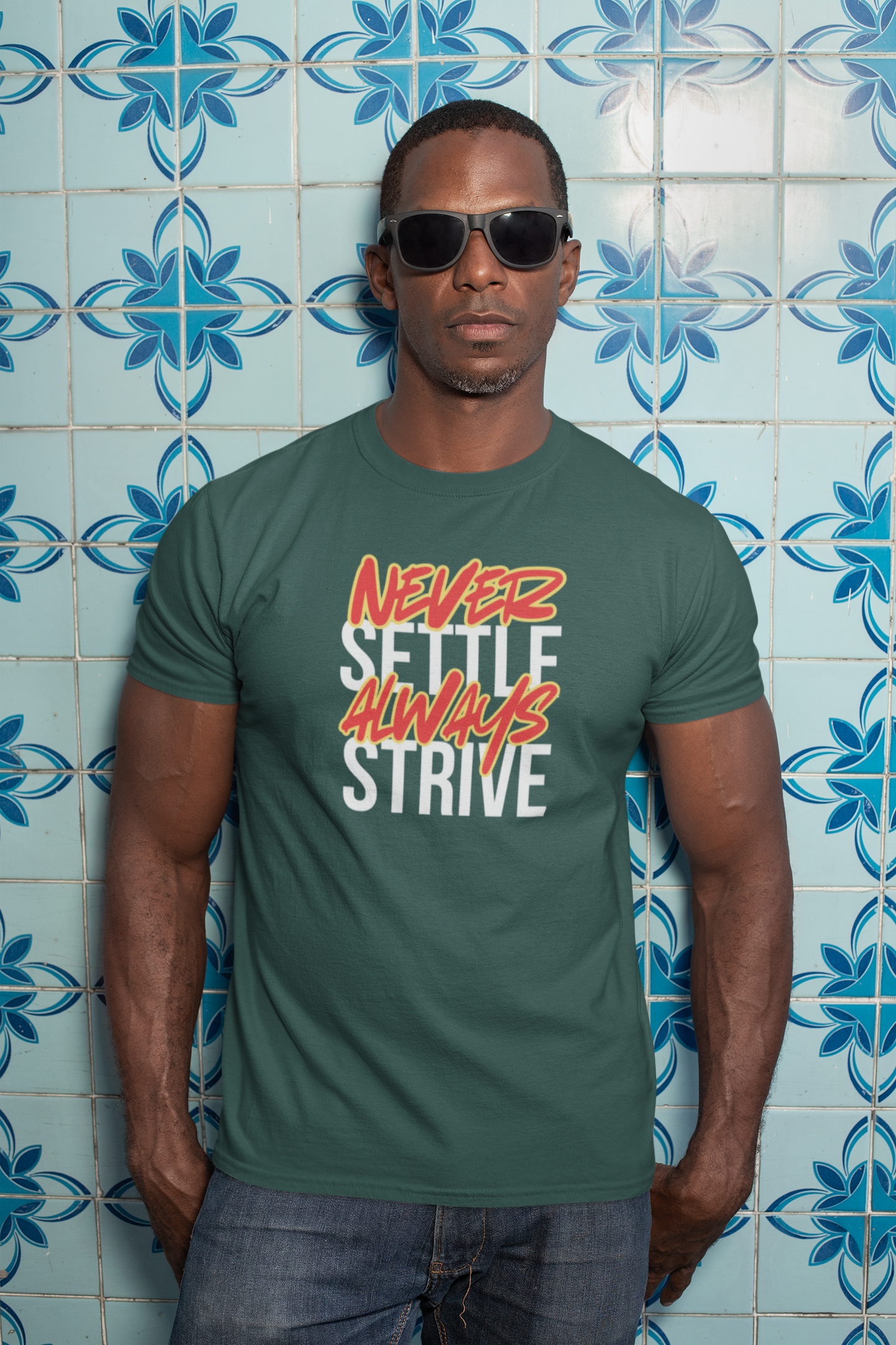 Never Settle Never Strive Cotton T-Shirt