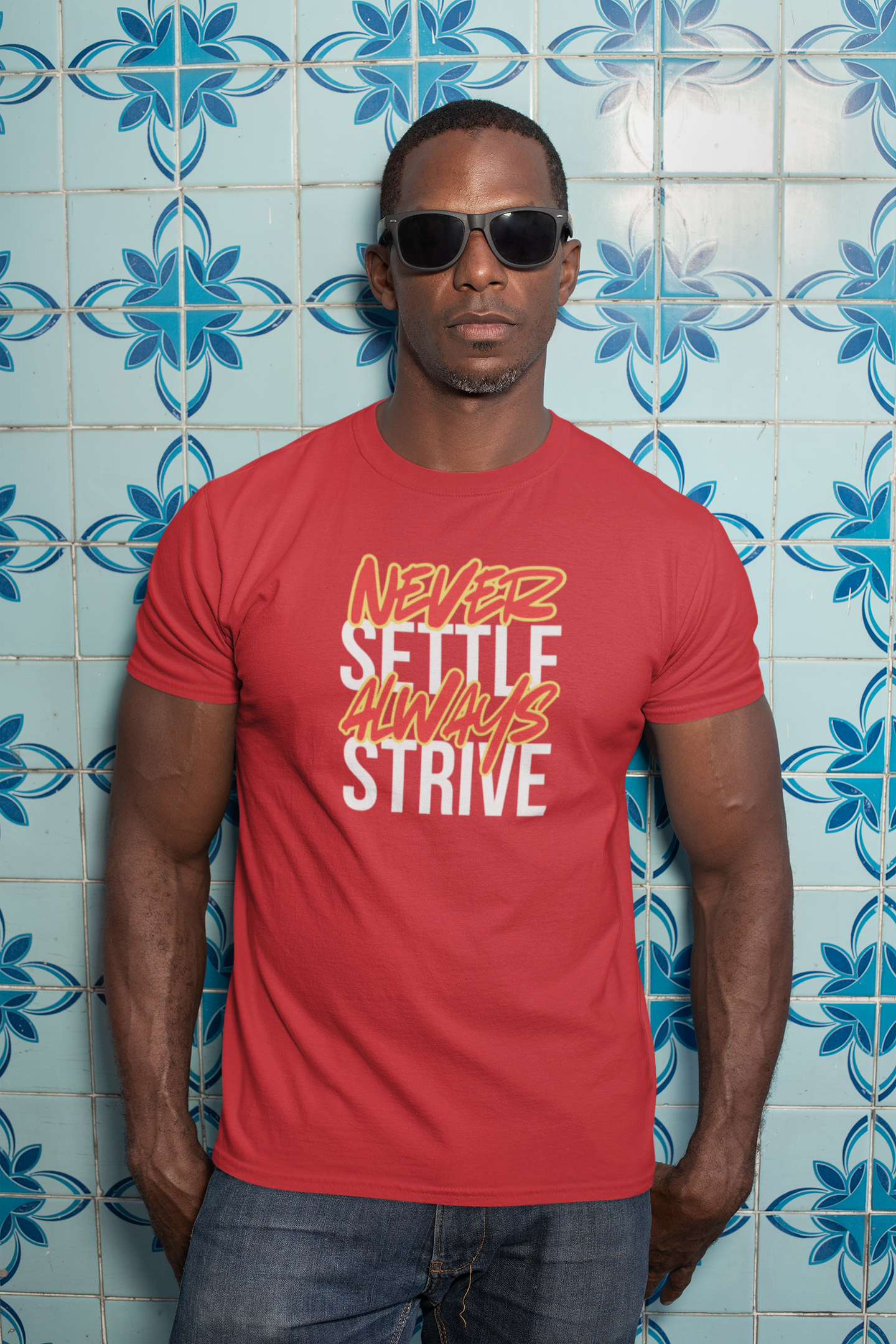 Never Settle Never Strive Cotton T-Shirt