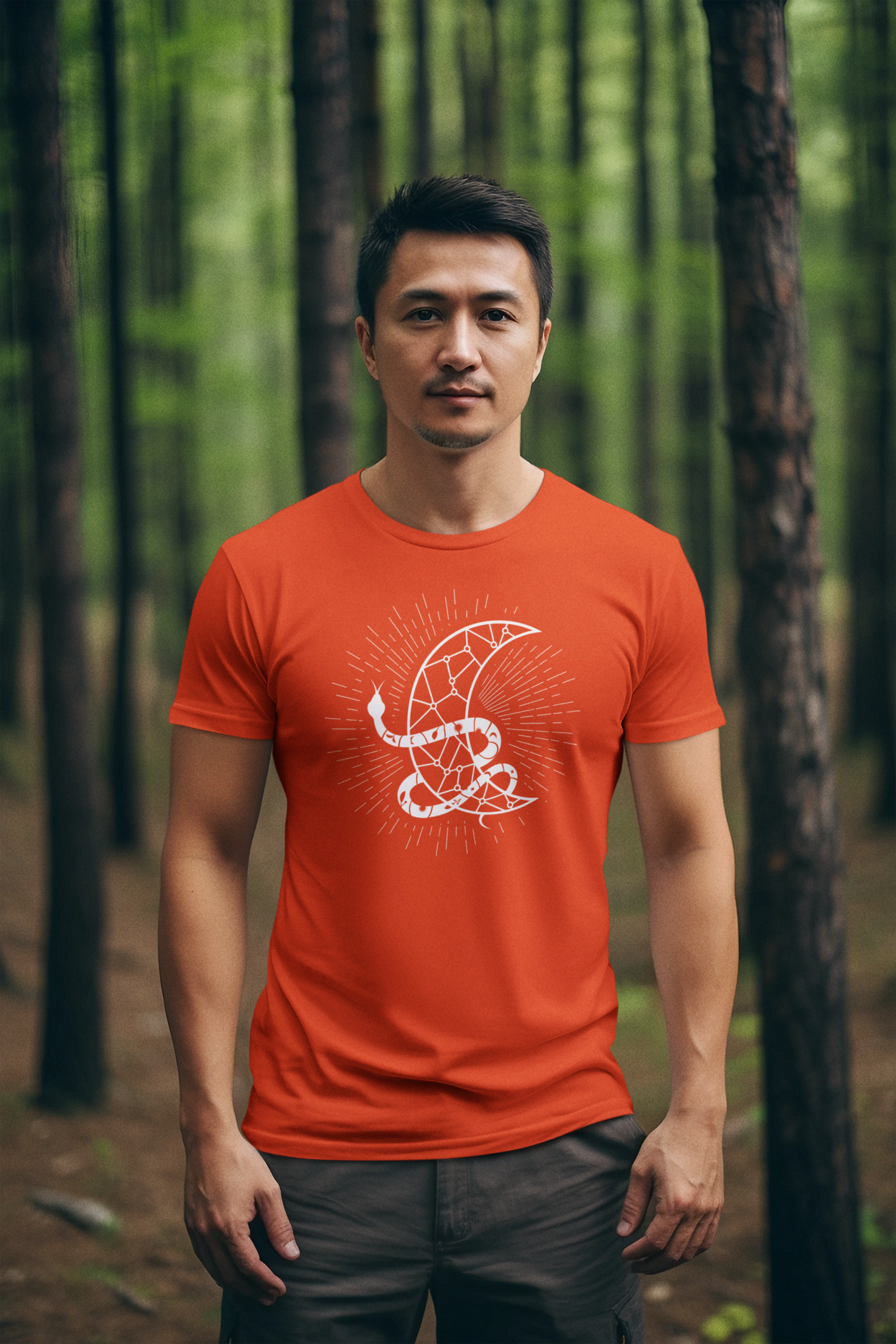 Sanke Around Moon Cotton T-Shirt