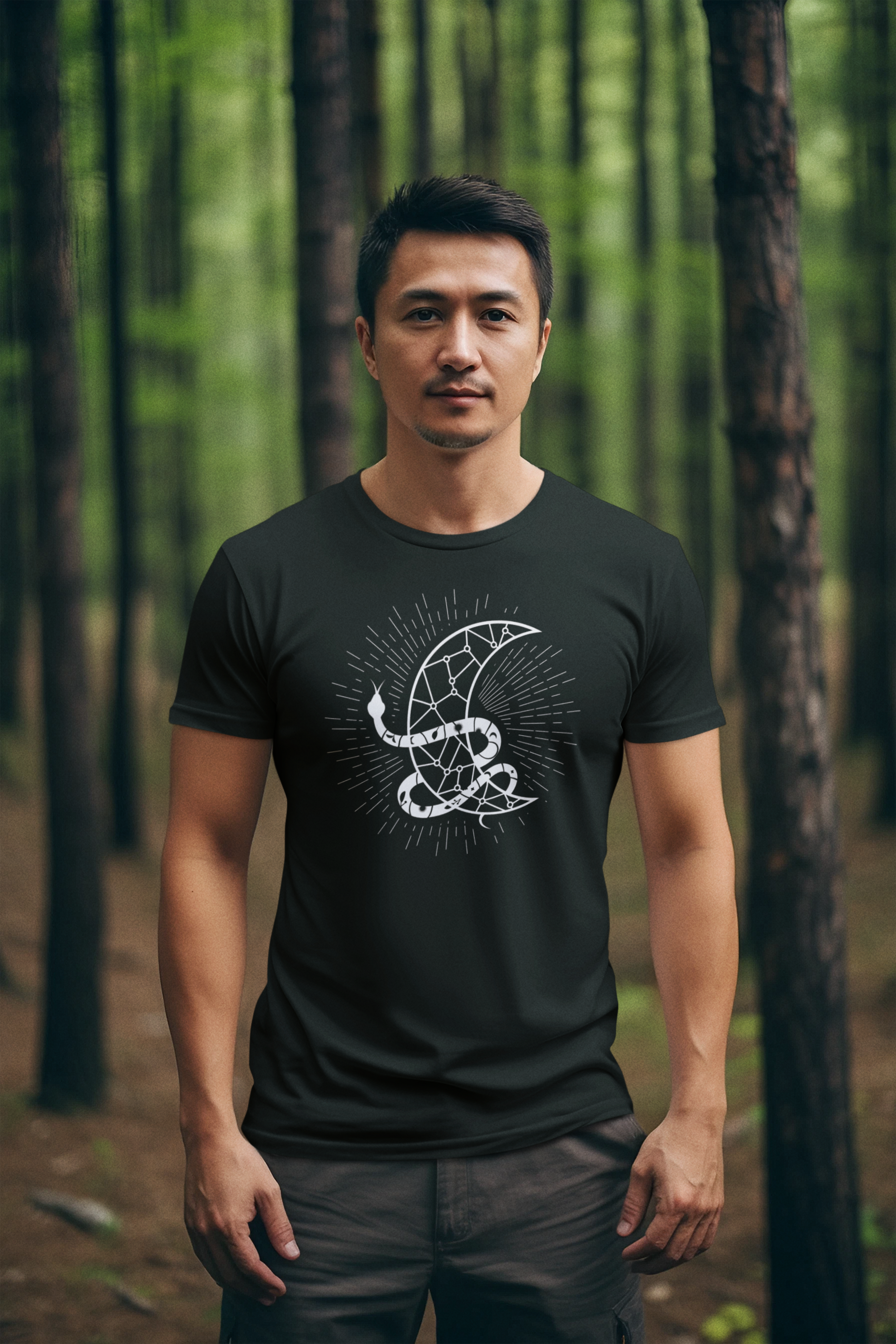 Sanke Around Moon Cotton T-Shirt