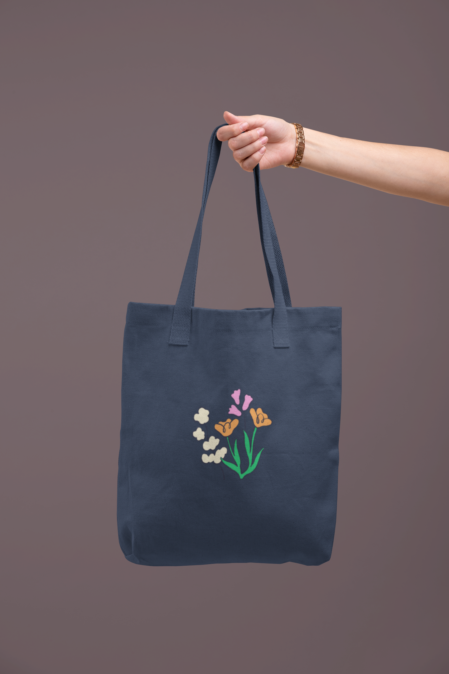 Flower Zipper Tote Bag