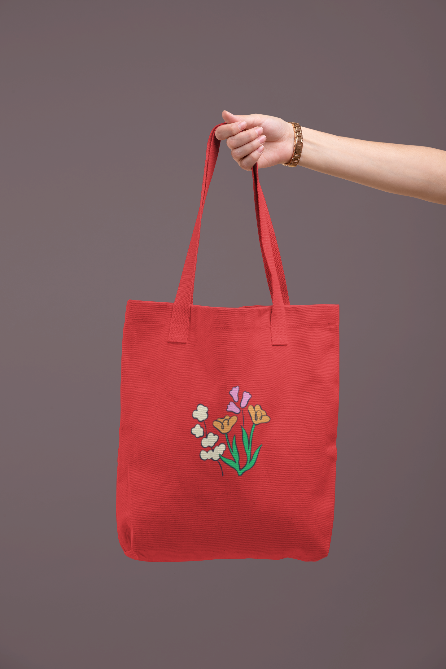 Flower Zipper Tote Bag