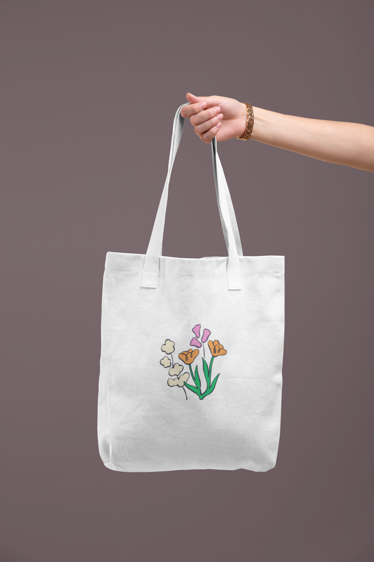 Flower Zipper Tote Bag
