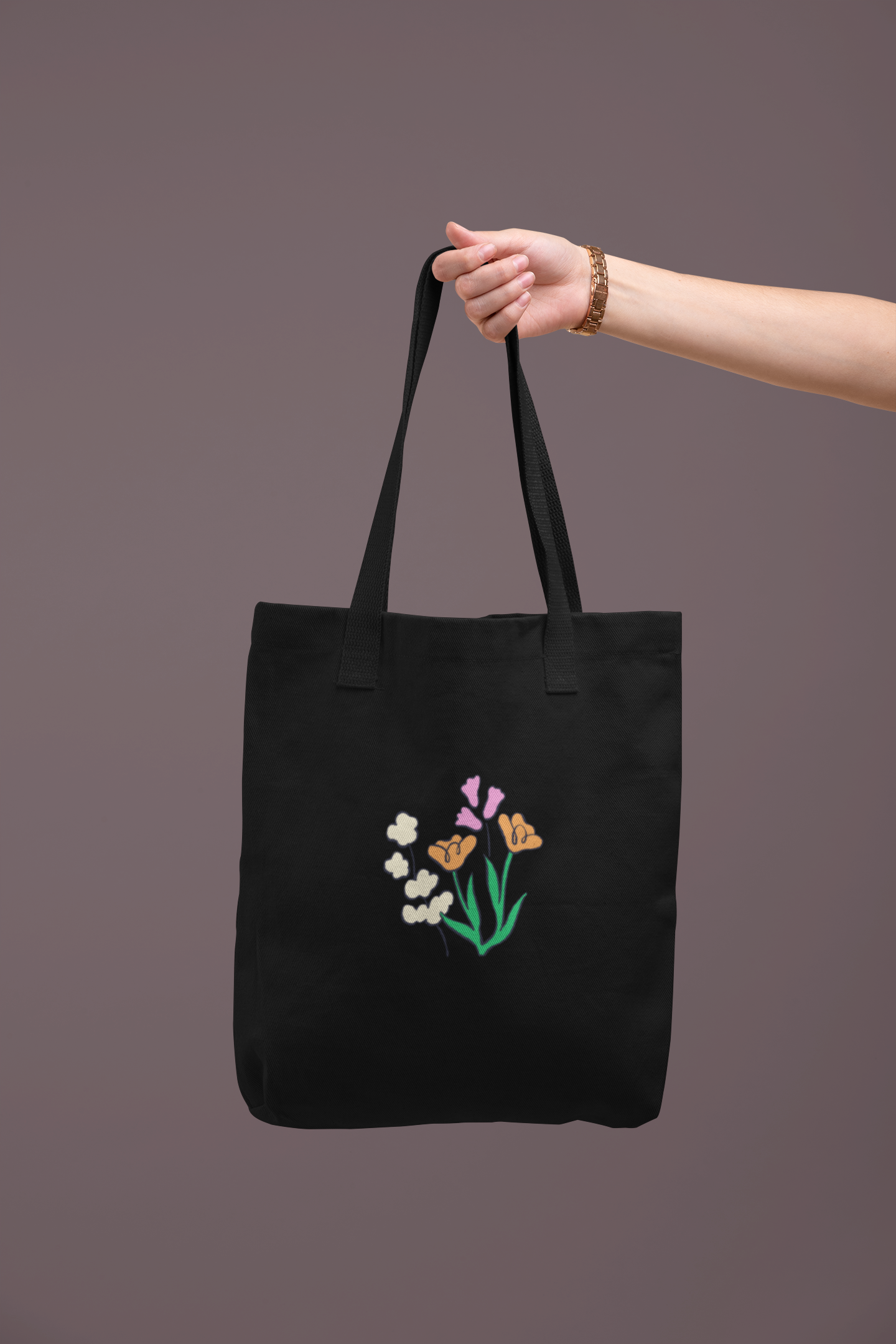 Flower Zipper Tote Bag
