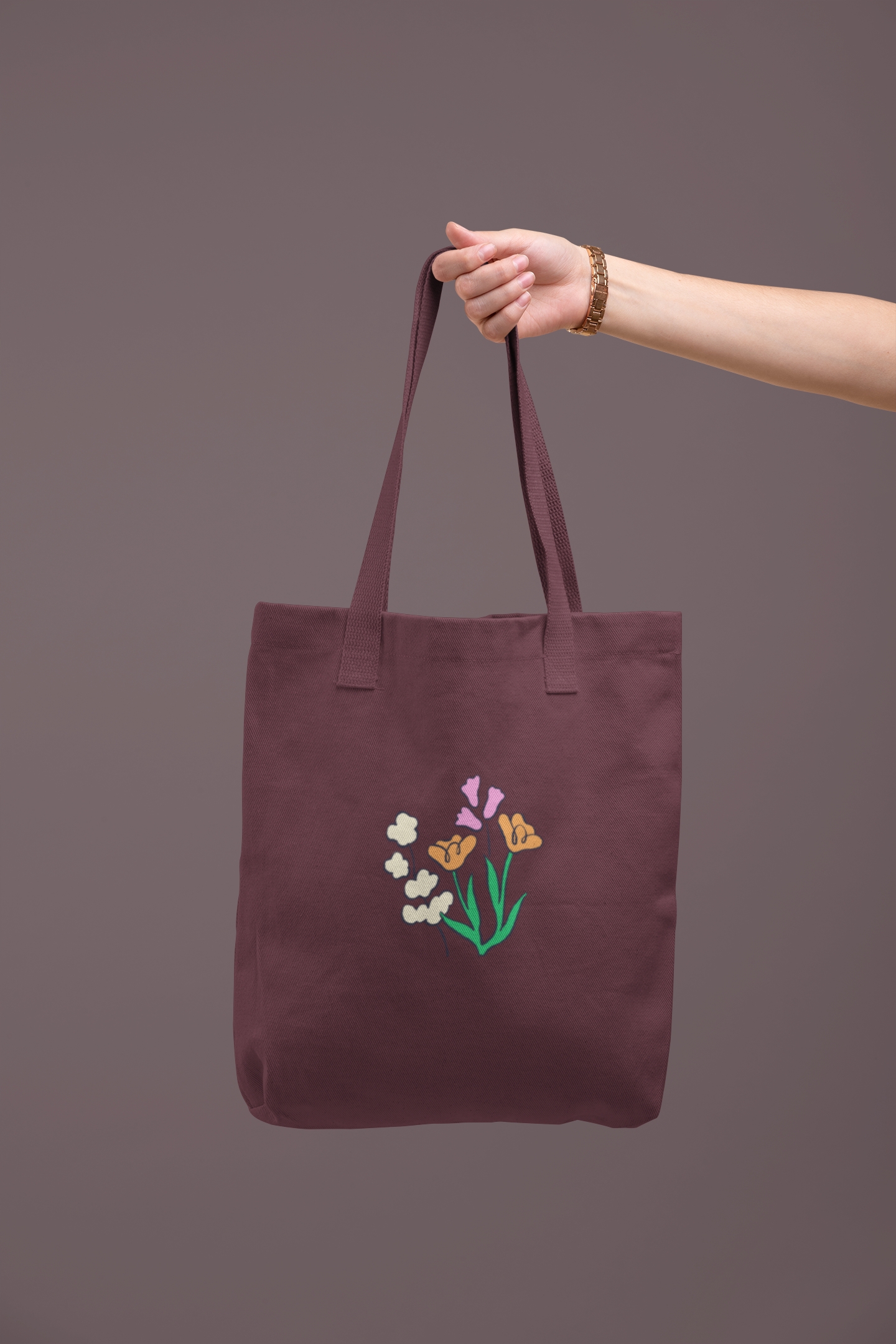 Flower Zipper Tote Bag
