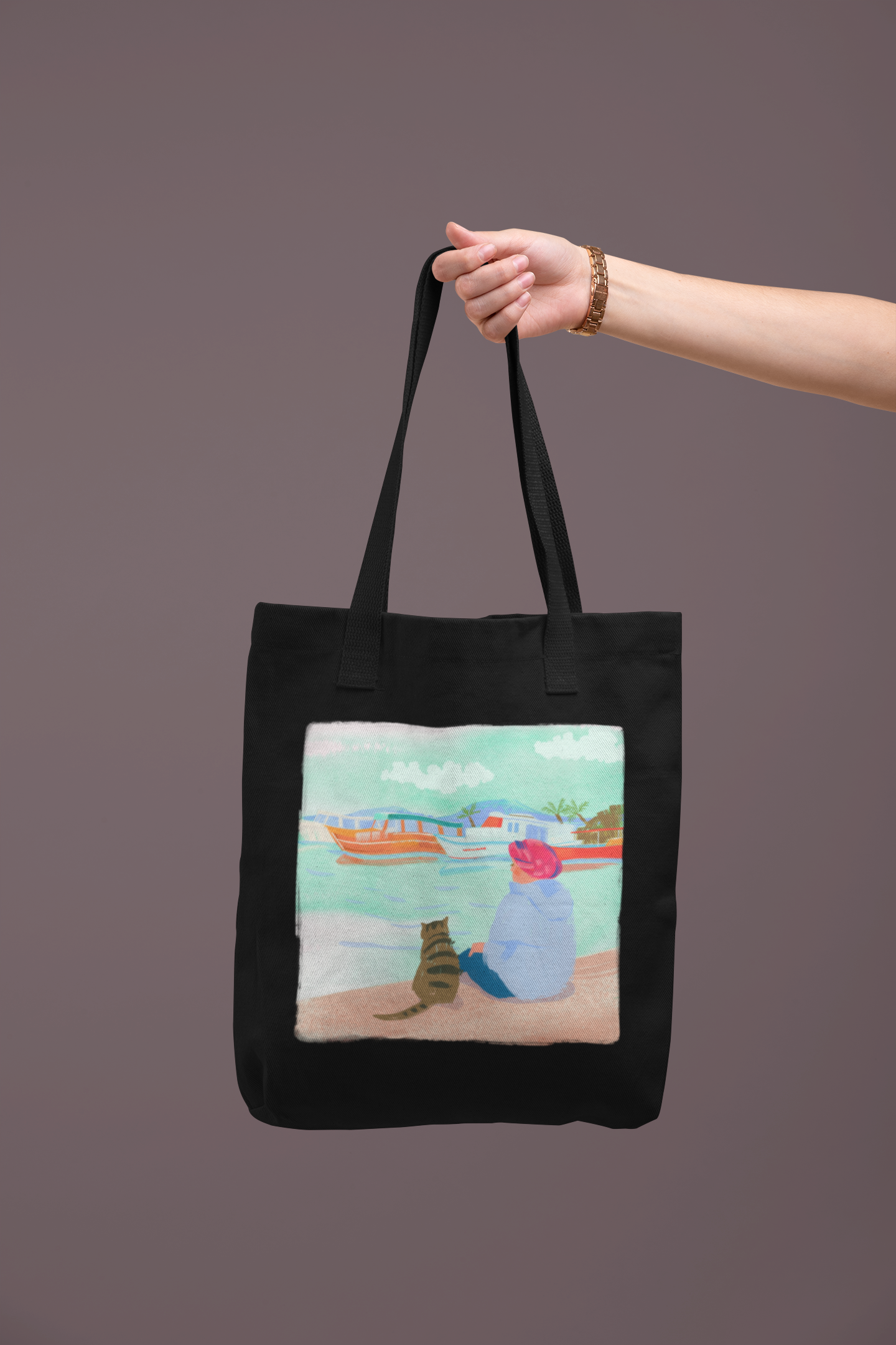 The Cat & The Lady Zipper Tote Bag