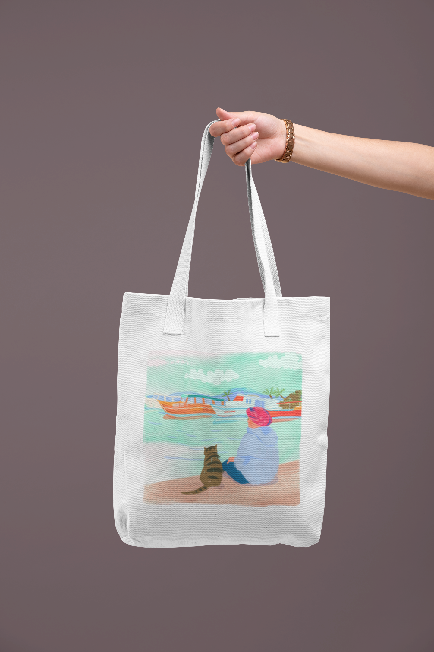 The Cat & The Lady Zipper Tote Bag