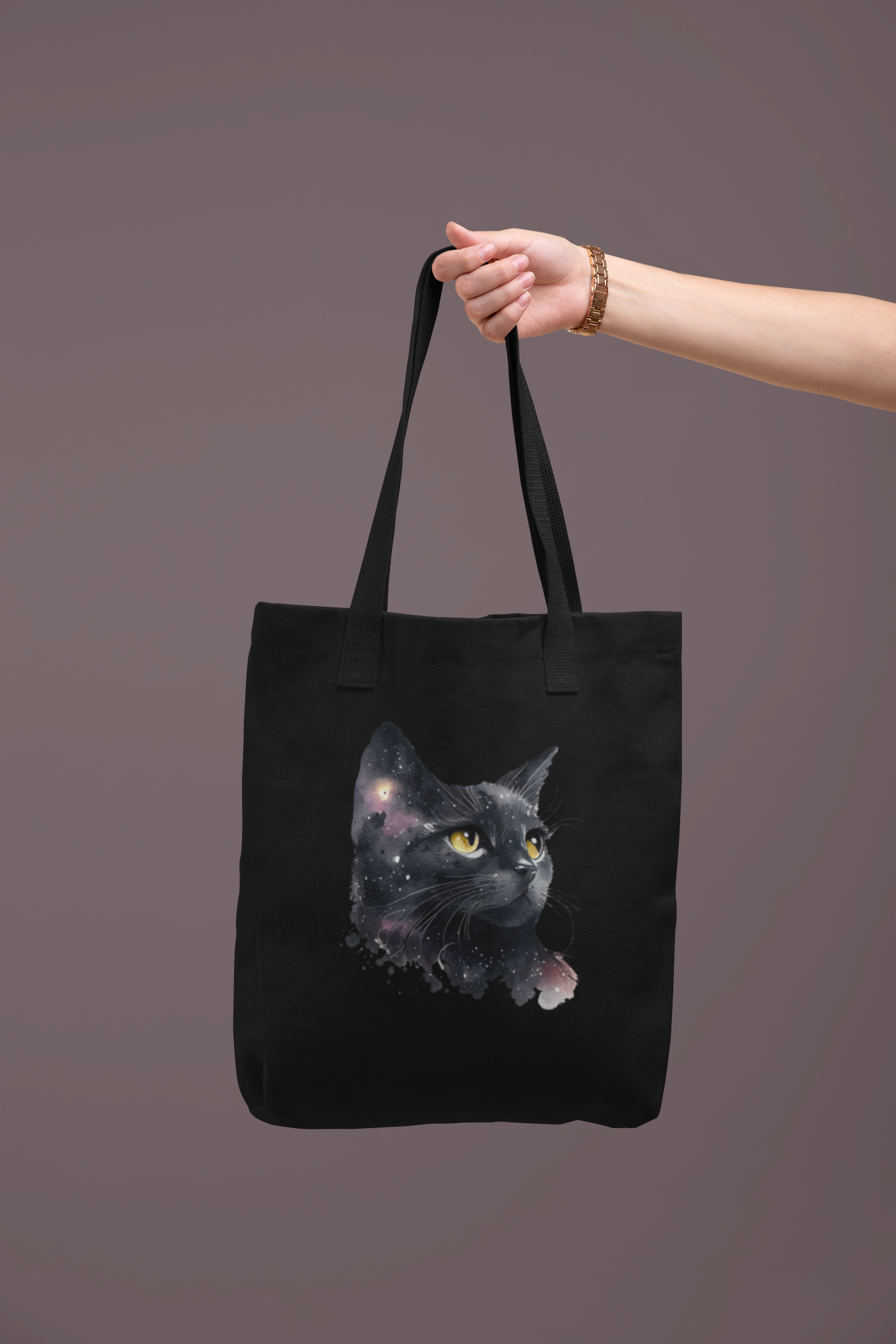 Black Cat Zipper Tote Bag