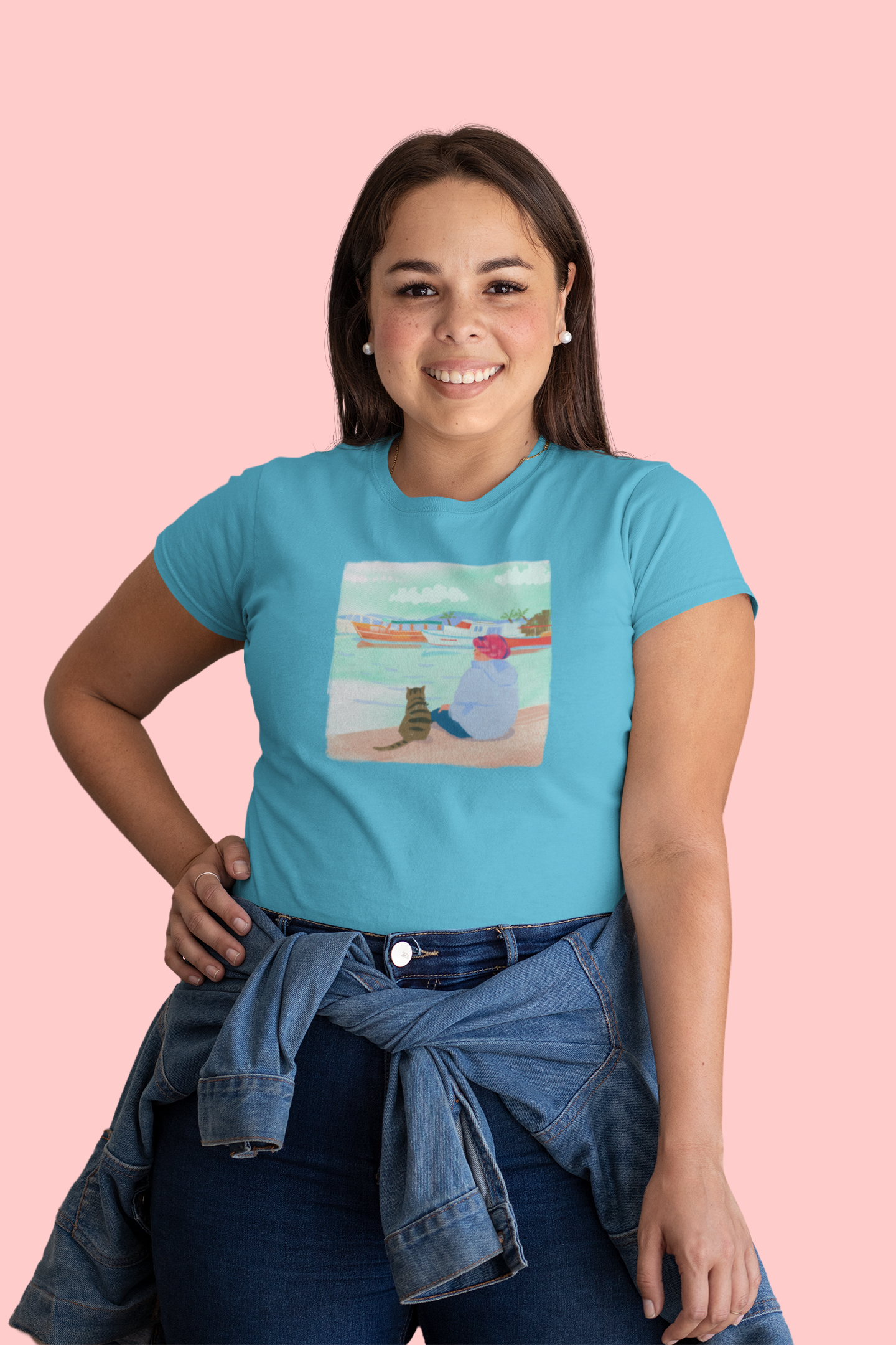 The Cat And Calm Cotton T-Shirt