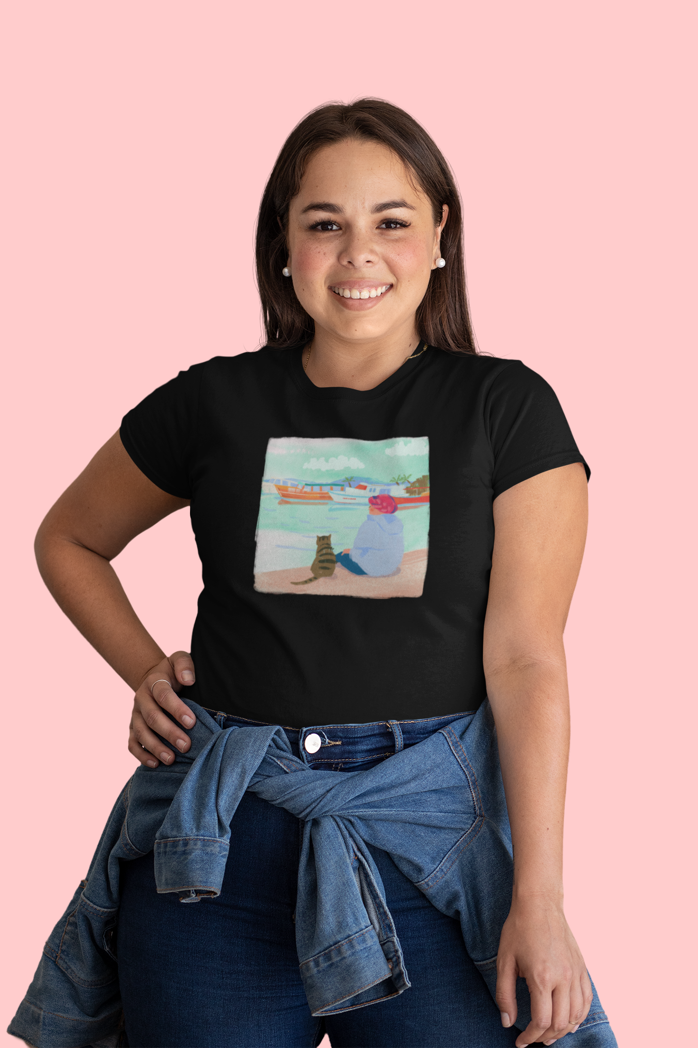 The Cat And Calm Cotton T-Shirt