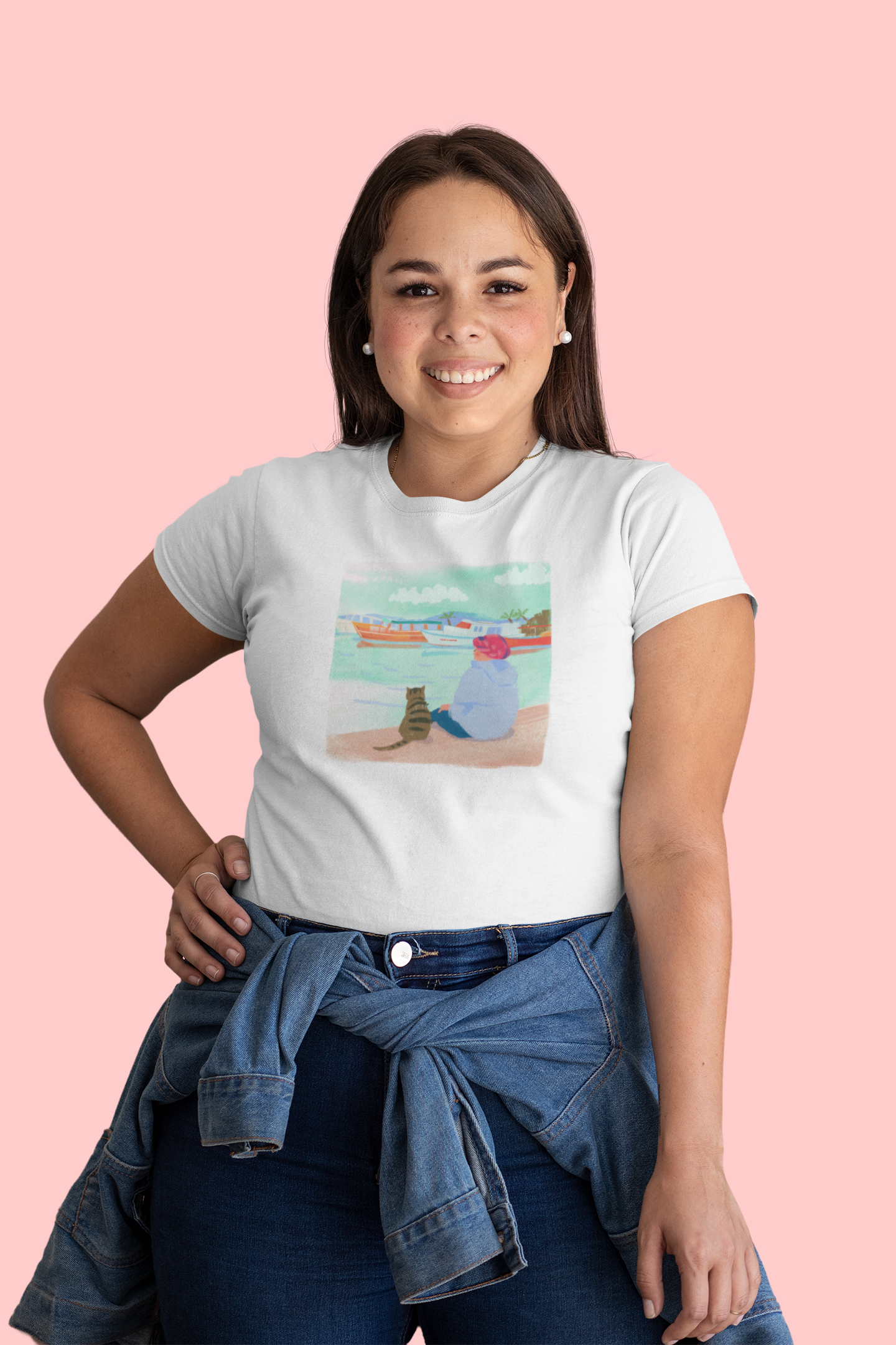 The Cat And Calm Cotton T-Shirt