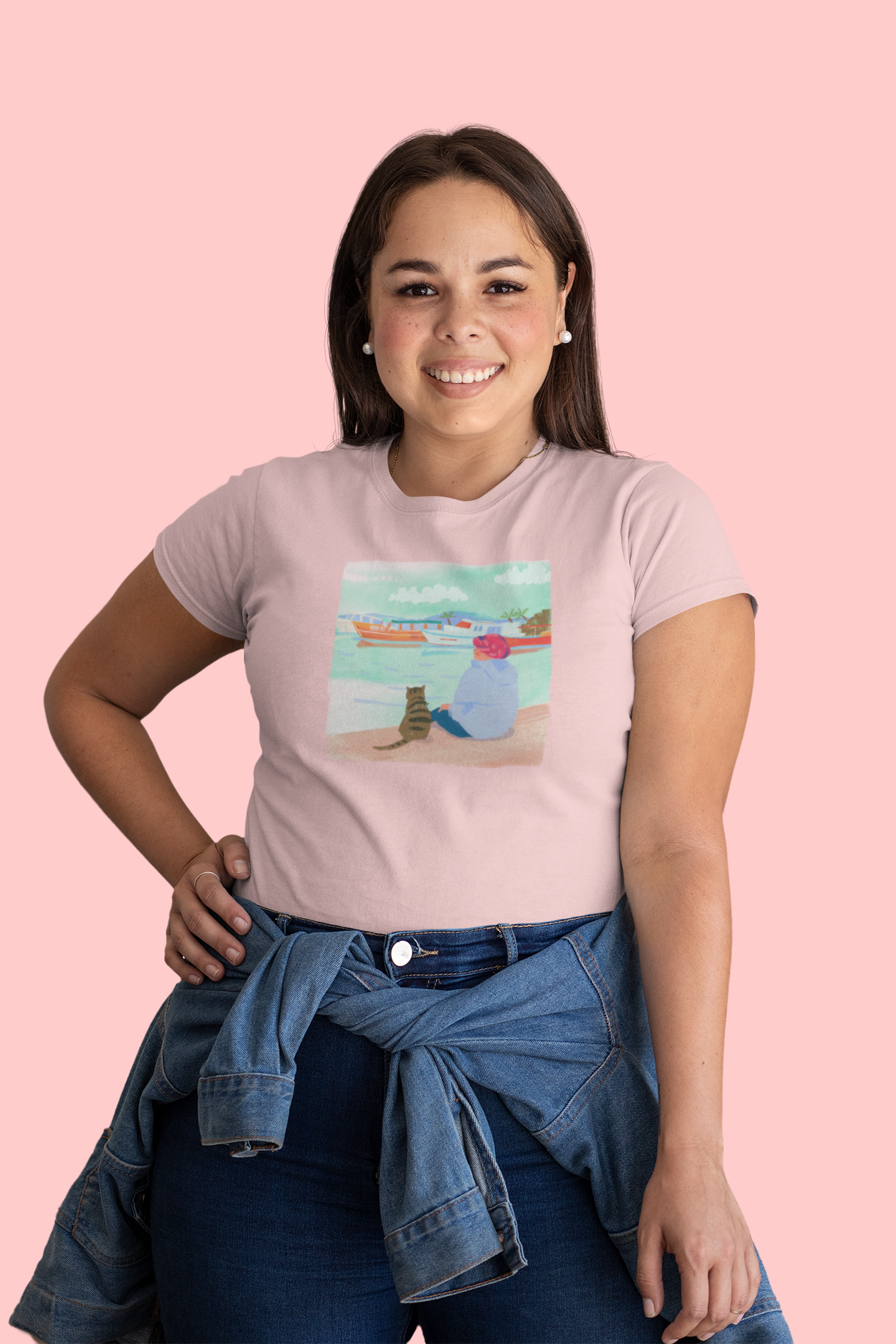 The Cat And Calm Cotton T-Shirt
